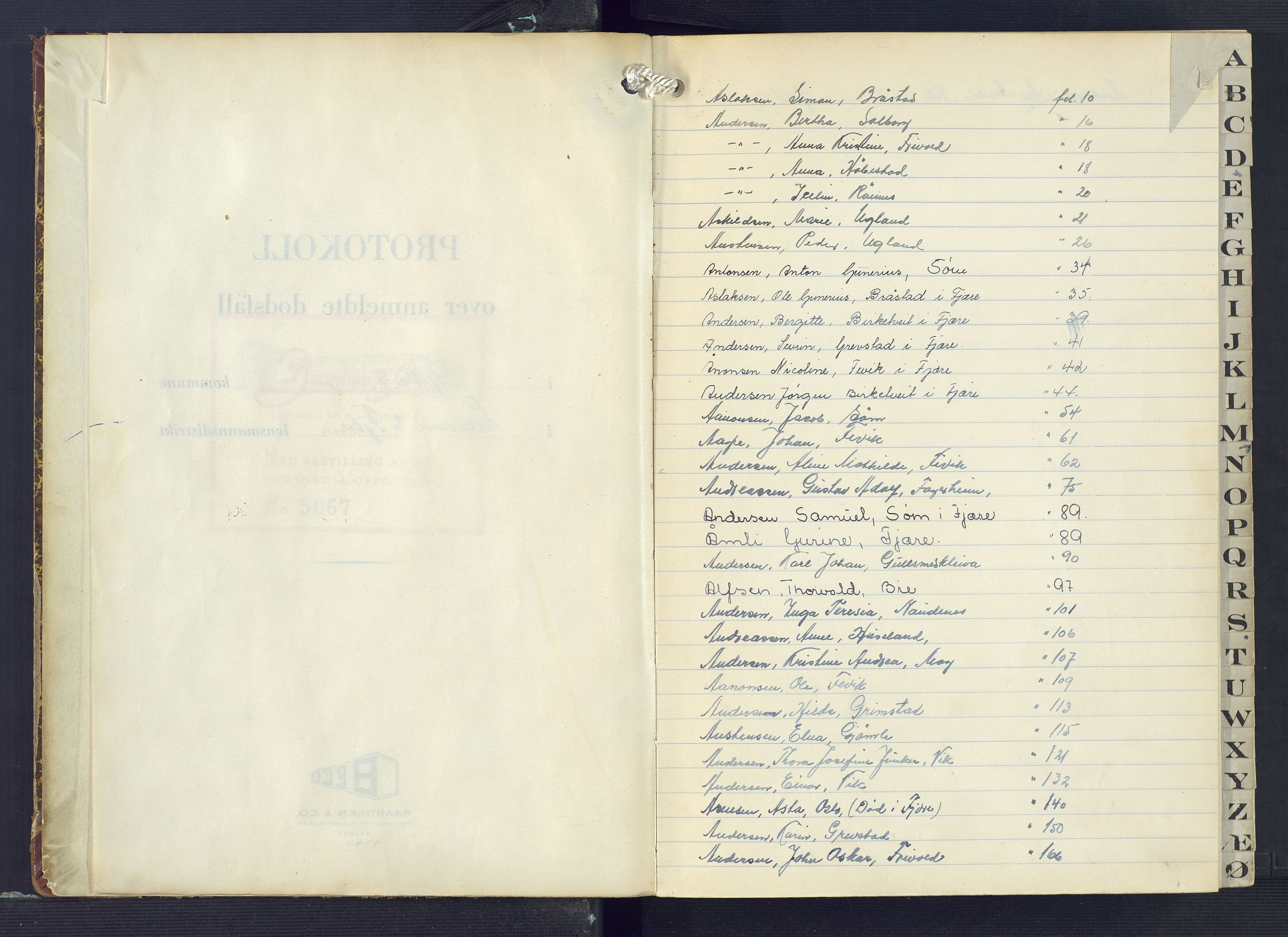 Landvik og Fjære lensmannskontor, SAK/1241-0027/F/Fe/L0010: Anmeldte dødsfall Fjære nr 39, 1954-1960