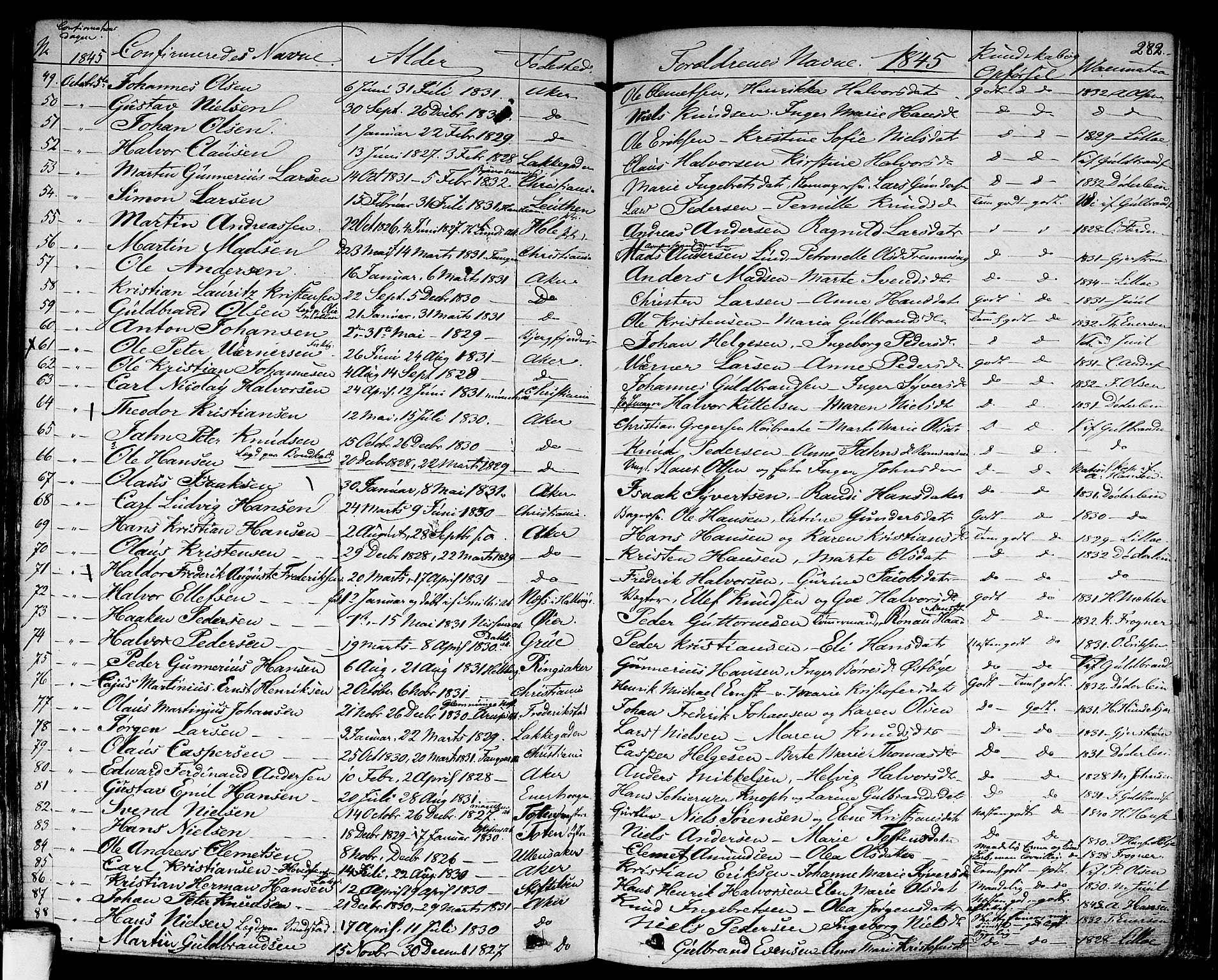 Aker prestekontor kirkebøker, AV/SAO-A-10861/F/L0018: Parish register (official) no. 17, 1829-1852, p. 282
