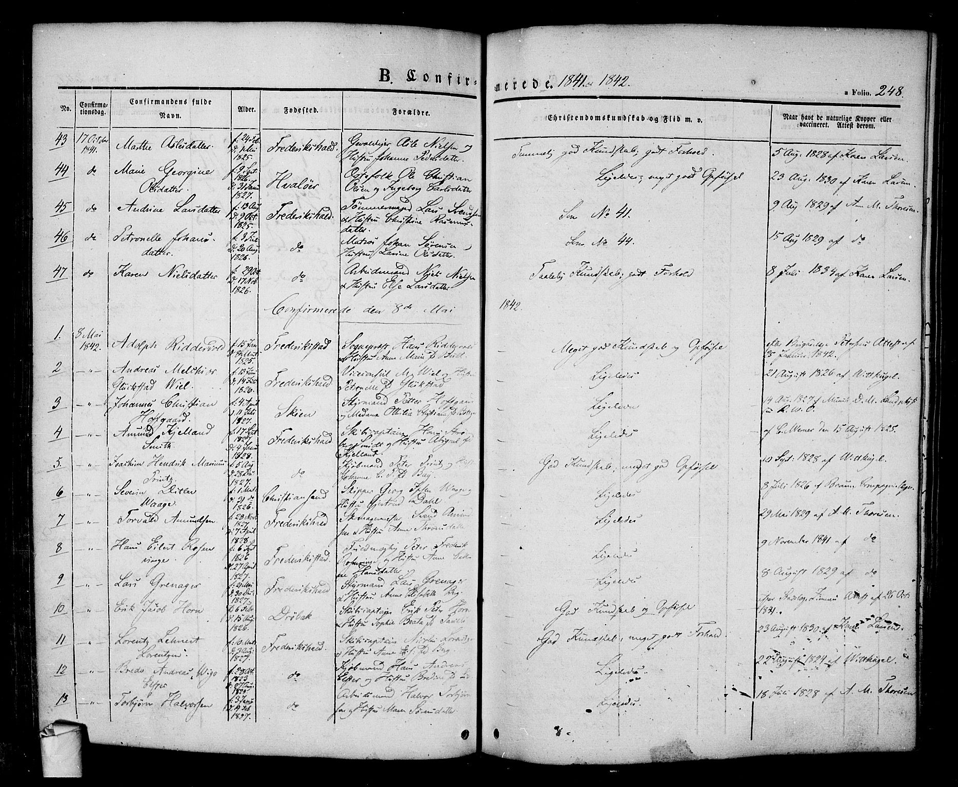 Halden prestekontor Kirkebøker, SAO/A-10909/F/Fa/L0005: Parish register (official) no. I 5, 1834-1845, p. 248