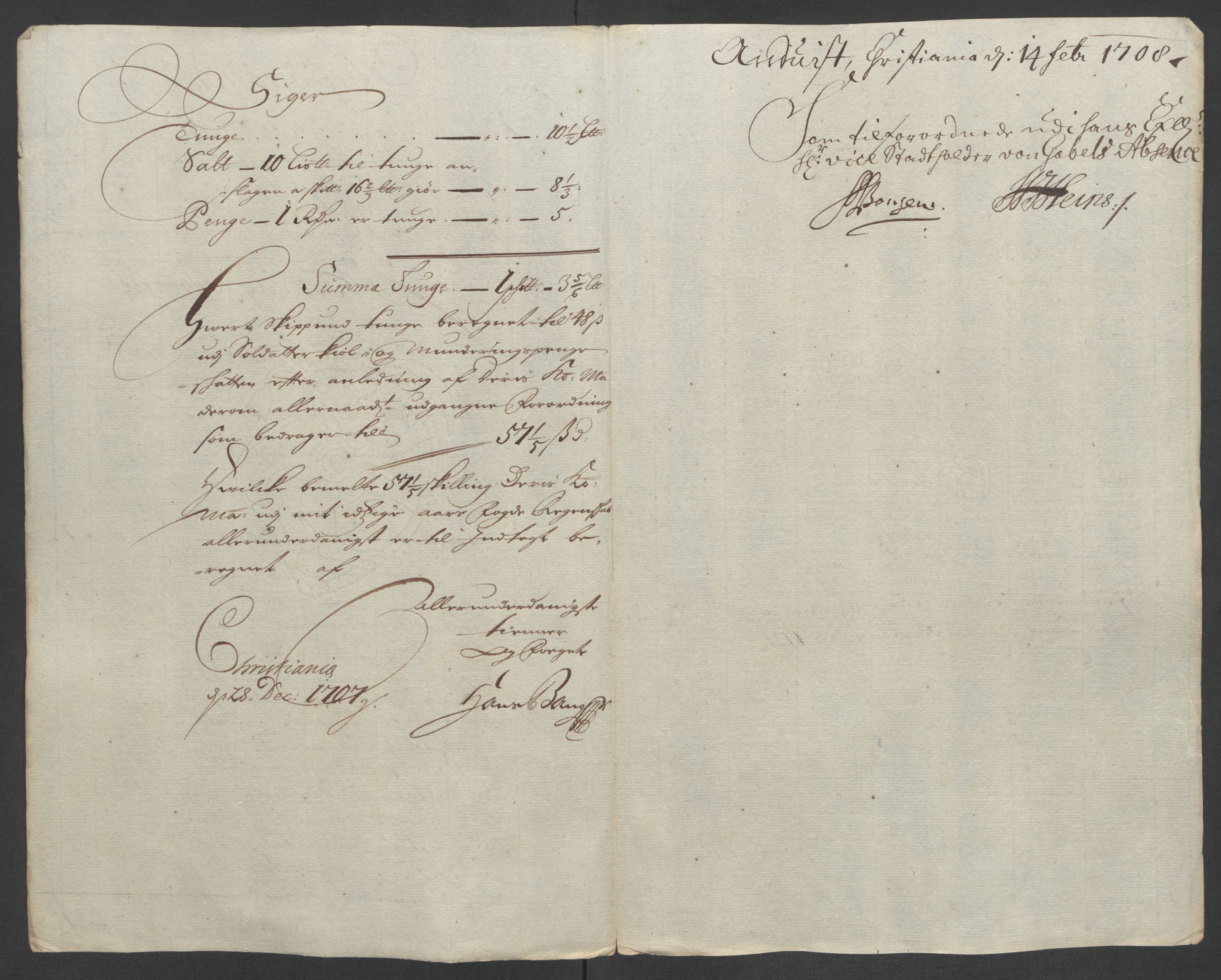 Rentekammeret inntil 1814, Reviderte regnskaper, Fogderegnskap, AV/RA-EA-4092/R10/L0447: Fogderegnskap Aker og Follo, 1707-1709, p. 101