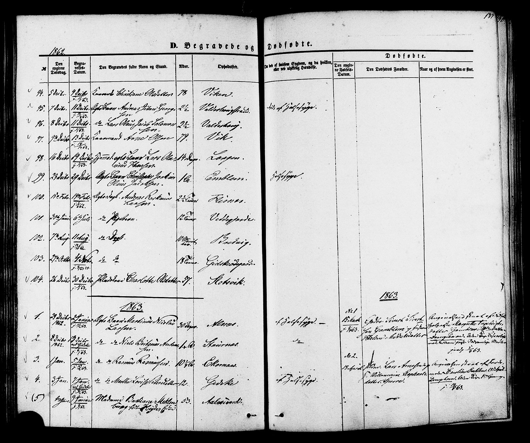 Ministerialprotokoller, klokkerbøker og fødselsregistre - Møre og Romsdal, AV/SAT-A-1454/528/L0398: Parish register (official) no. 528A09, 1858-1864, p. 187