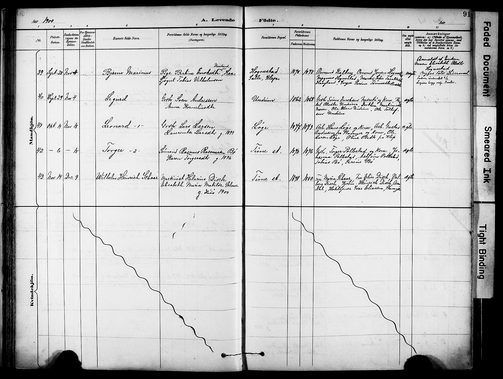 Lye sokneprestkontor, AV/SAST-A-101794/001/30BA/L0011: Parish register (official) no. A 9, 1893-1903, p. 91