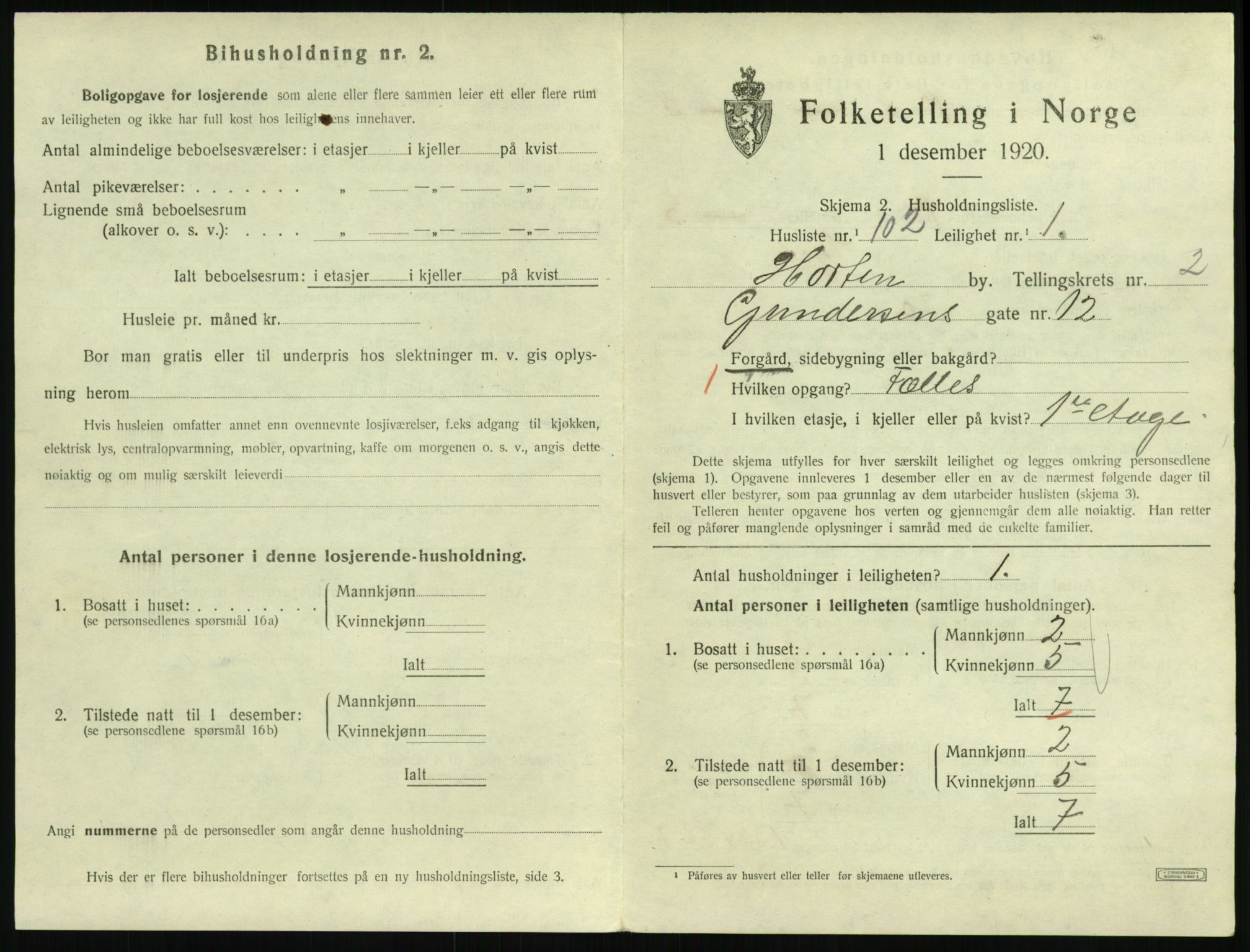 SAKO, 1920 census for Horten, 1920, p. 3717