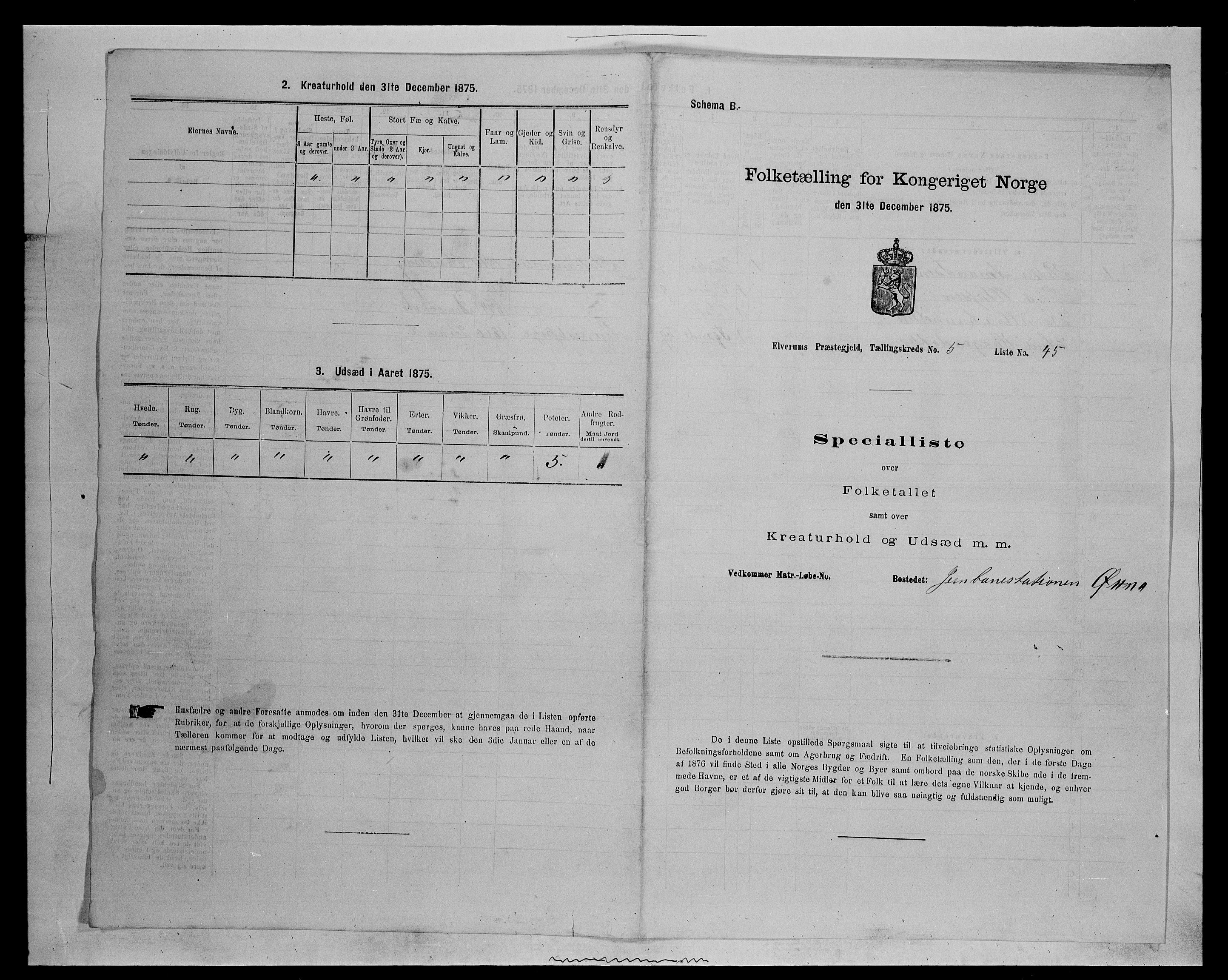 SAH, 1875 census for 0427P Elverum, 1875, p. 1313