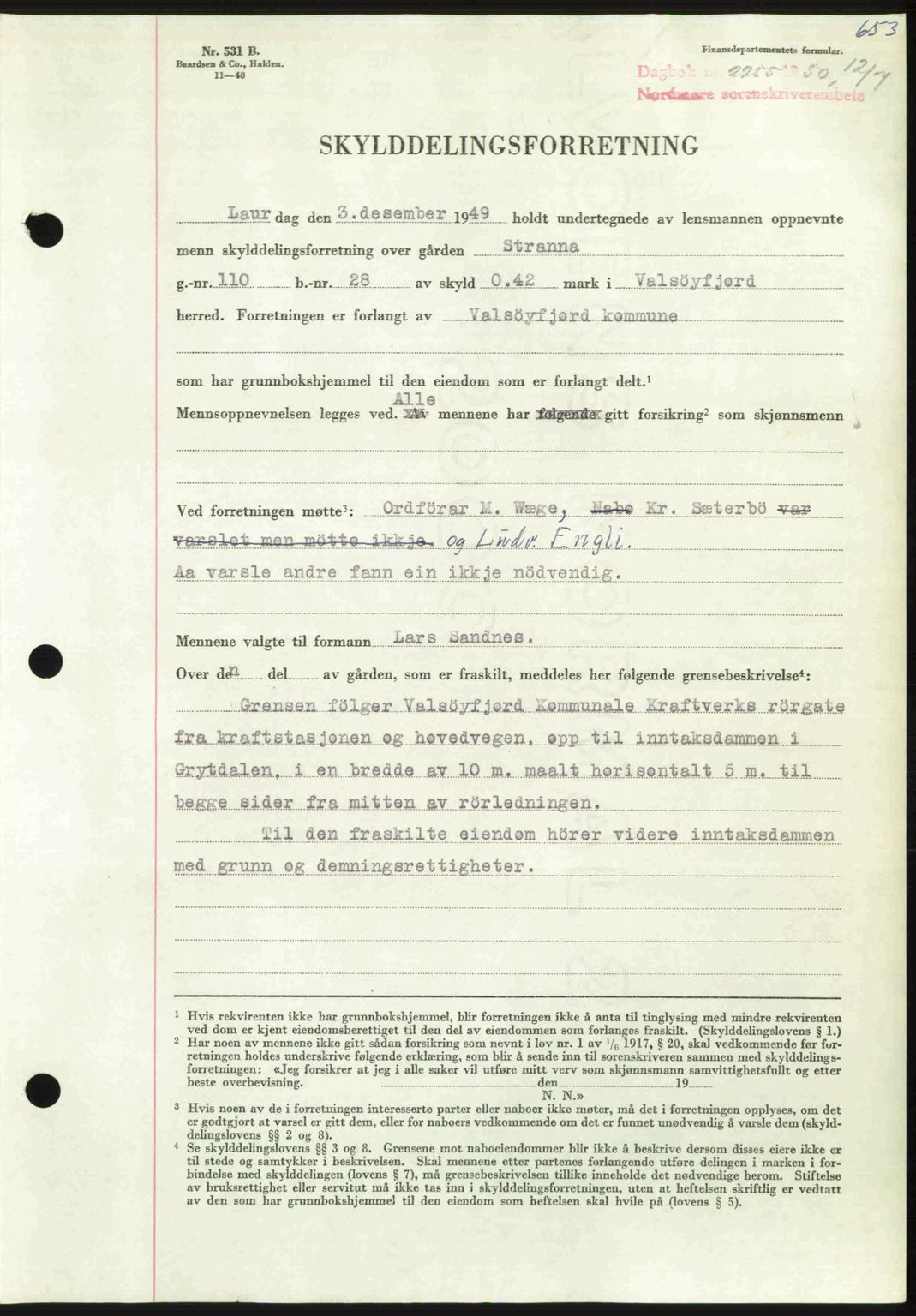 Nordmøre sorenskriveri, AV/SAT-A-4132/1/2/2Ca: Mortgage book no. A115, 1950-1950, Diary no: : 2255/1950