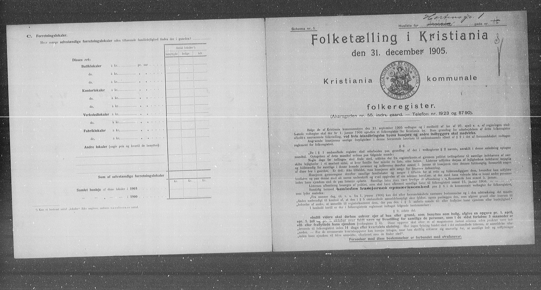 OBA, Municipal Census 1905 for Kristiania, 1905, p. 21496