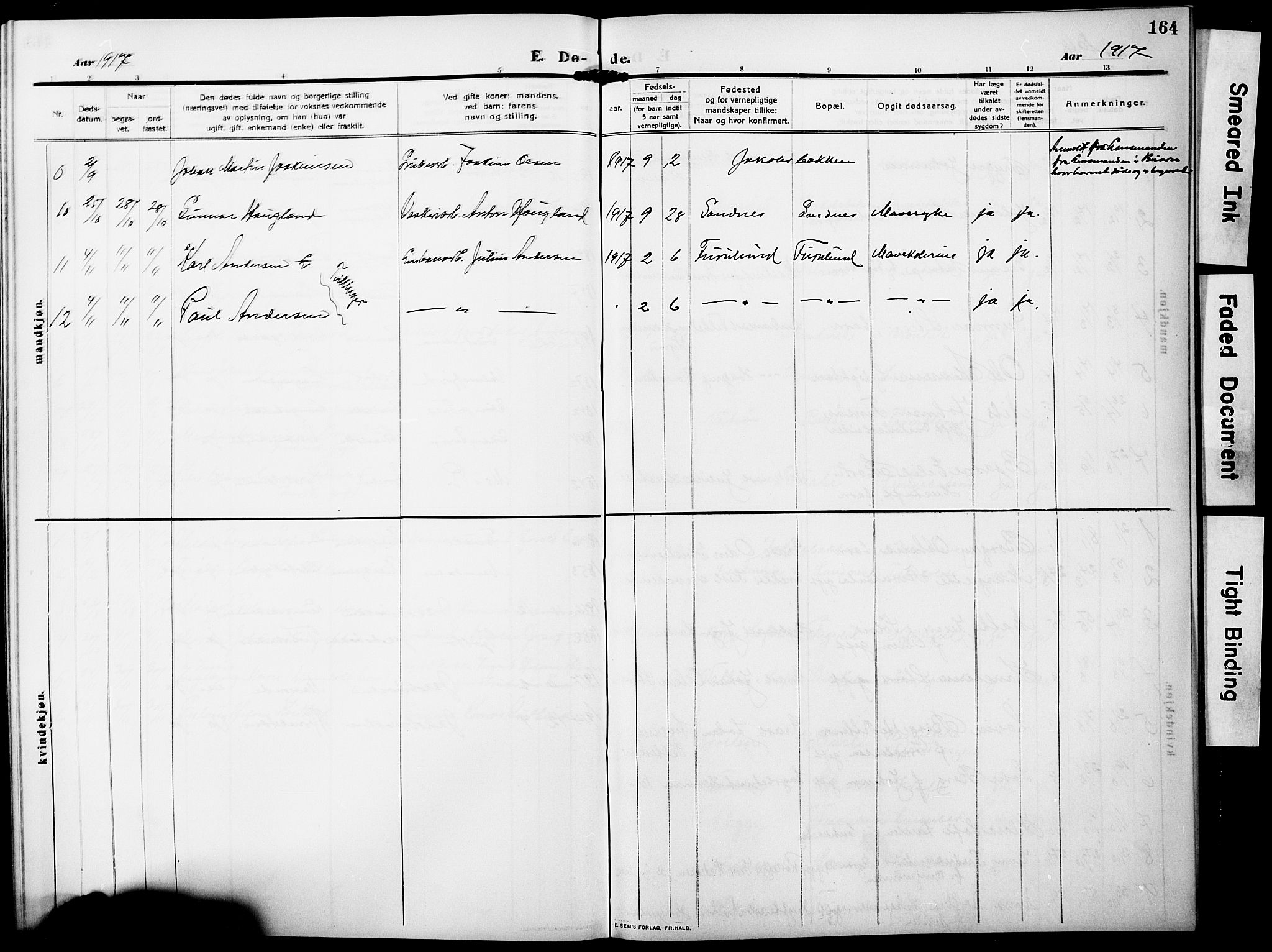 Ministerialprotokoller, klokkerbøker og fødselsregistre - Nordland, AV/SAT-A-1459/850/L0710: Parish register (official) no. 850A02, 1910-1920, p. 164