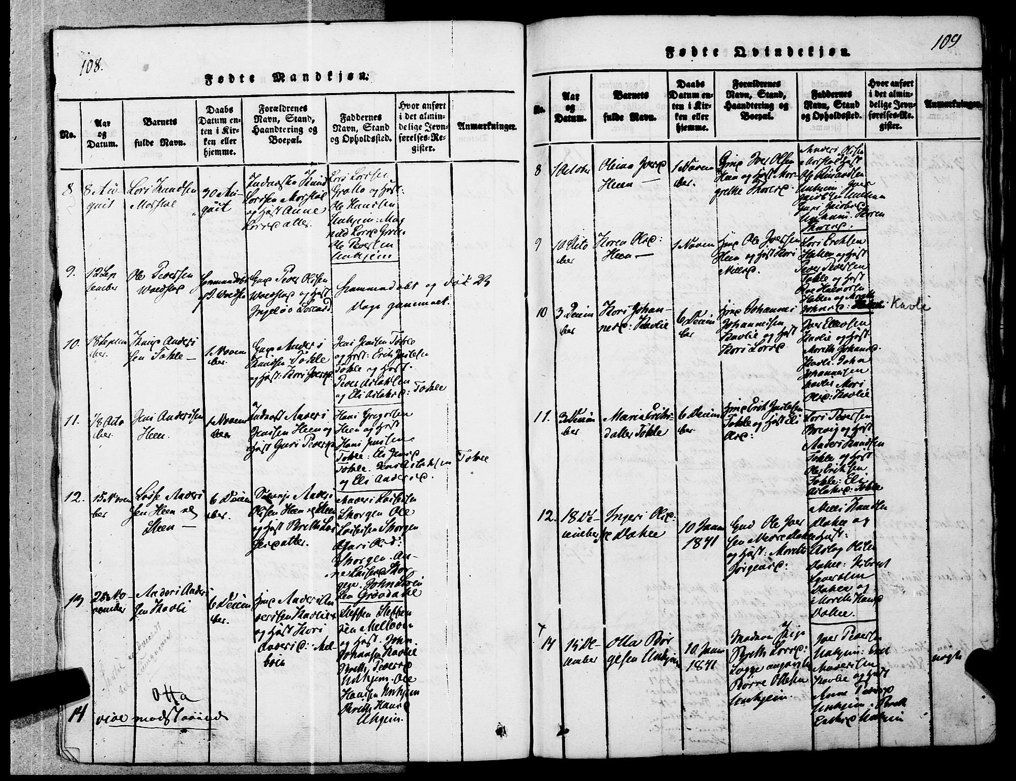 Ministerialprotokoller, klokkerbøker og fødselsregistre - Møre og Romsdal, AV/SAT-A-1454/545/L0585: Parish register (official) no. 545A01, 1818-1853, p. 108-109