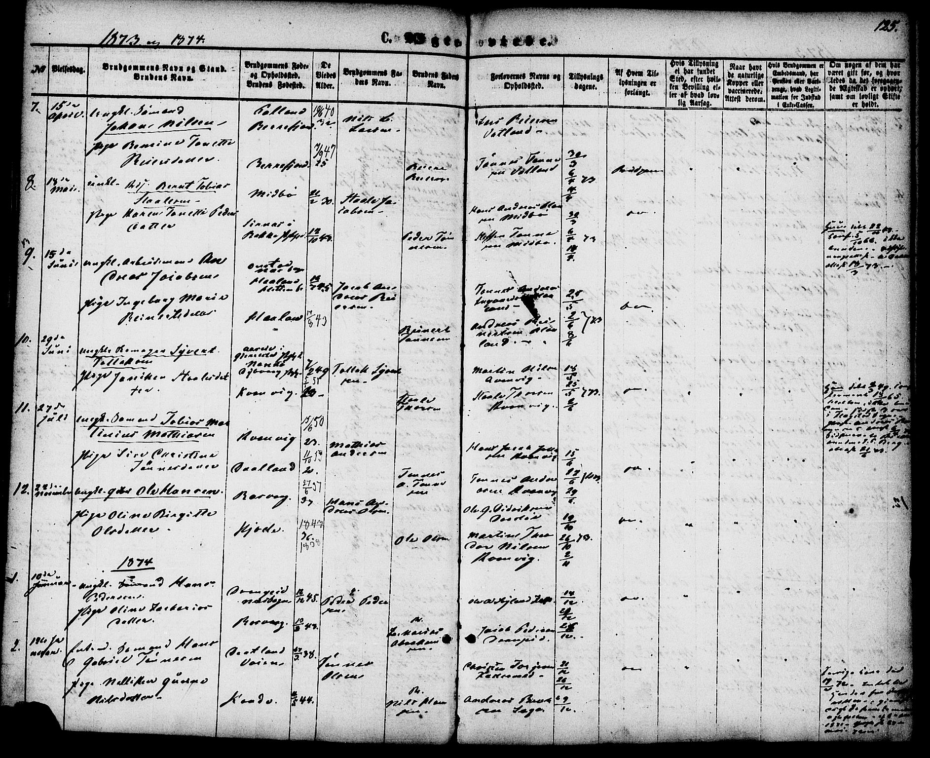 Flekkefjord sokneprestkontor, AV/SAK-1111-0012/F/Fa/Fab/L0005: Parish register (official) no. A 5, 1870-1886, p. 125