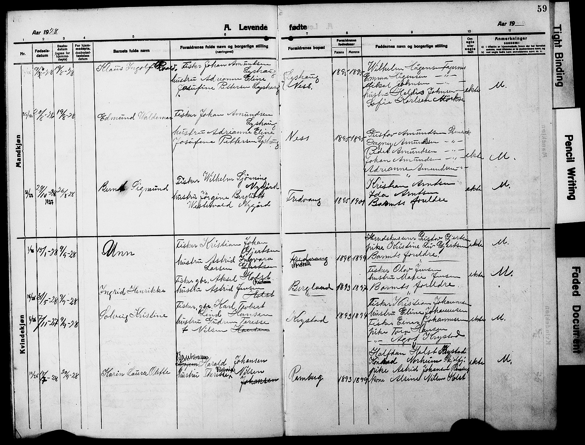 Ministerialprotokoller, klokkerbøker og fødselsregistre - Nordland, SAT/A-1459/885/L1215: Parish register (copy) no. 885C04, 1916-1929, p. 59