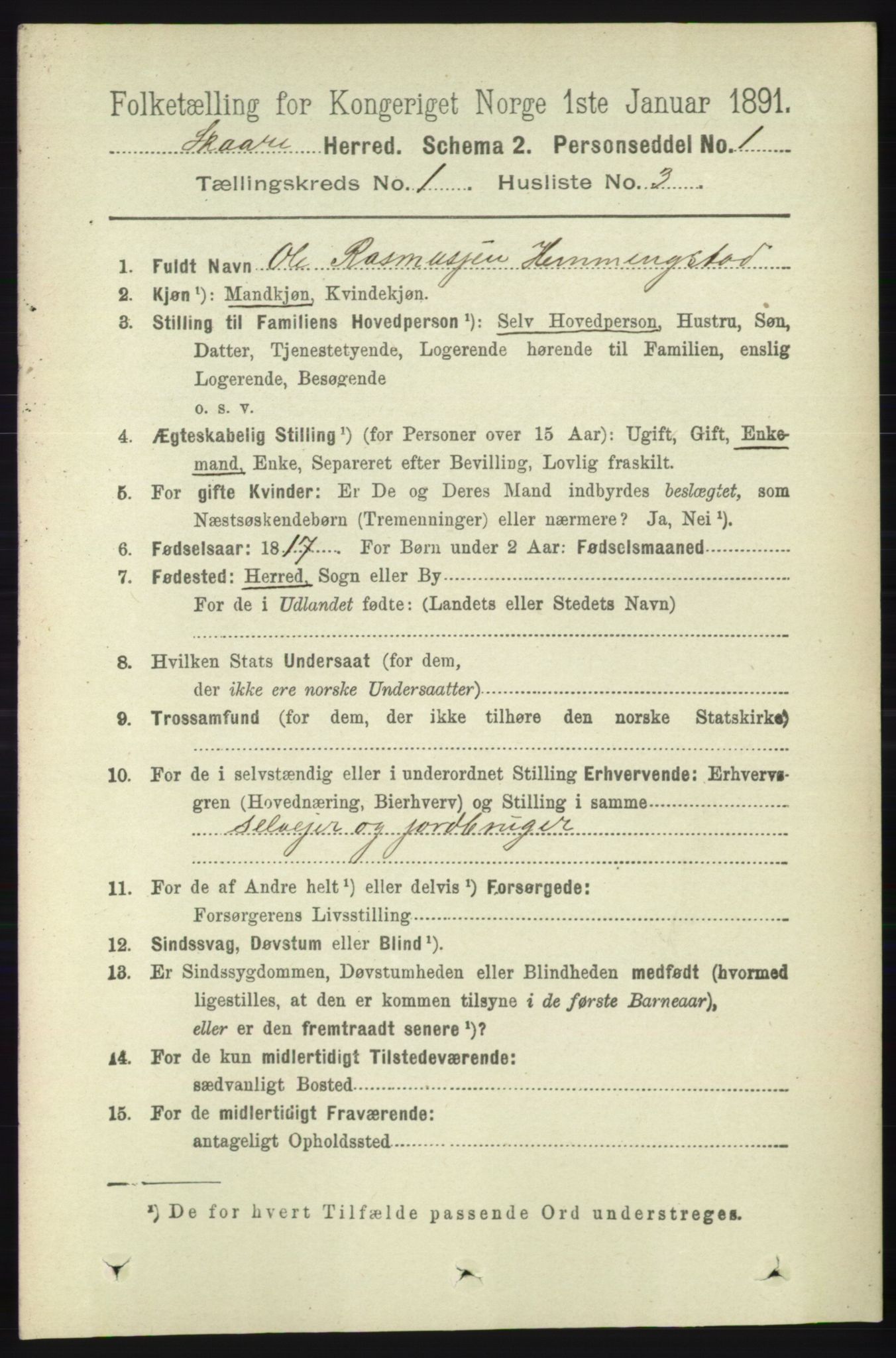 RA, 1891 census for 1153 Skåre, 1891, p. 128