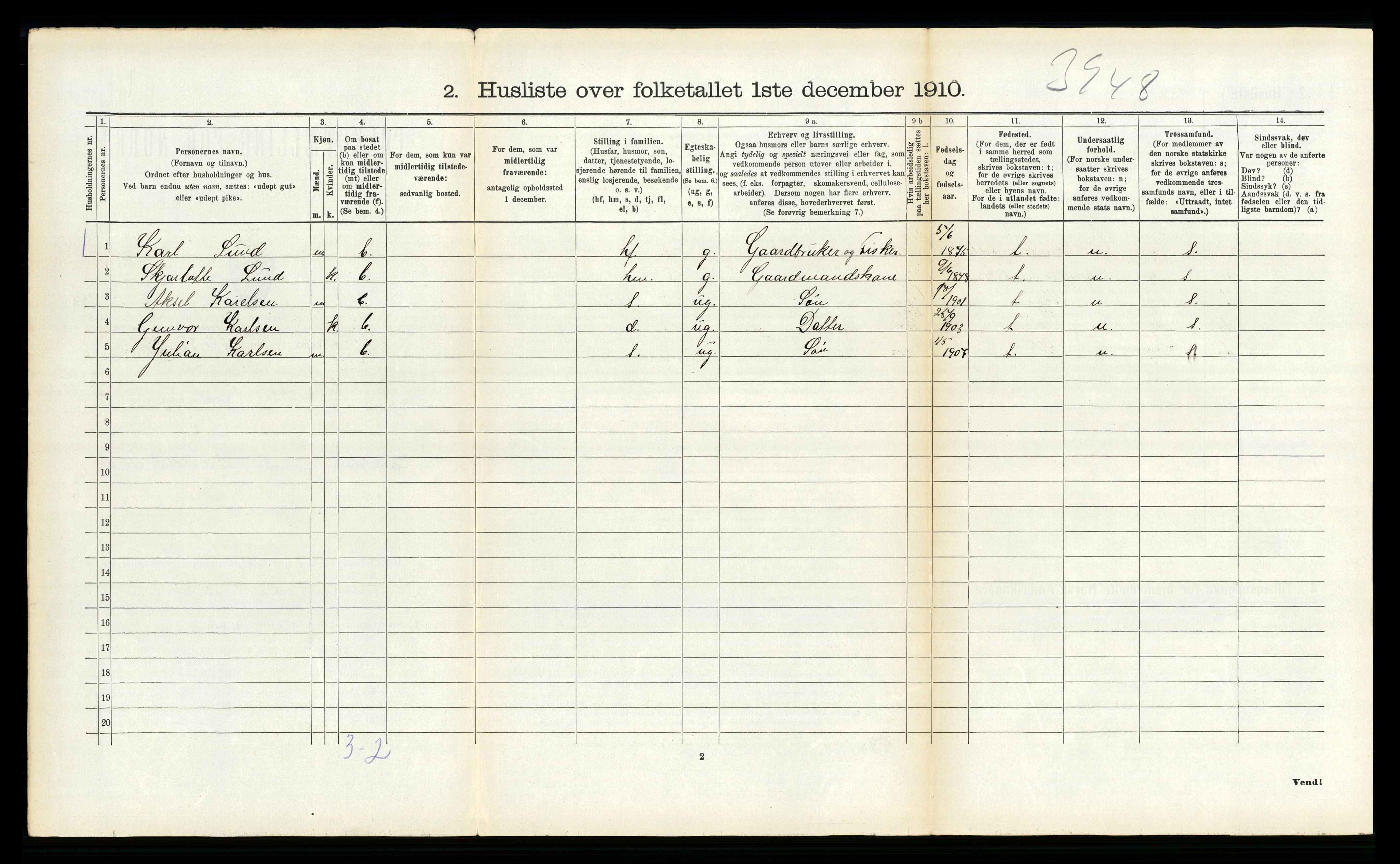 RA, 1910 census for Dverberg, 1910, p. 959