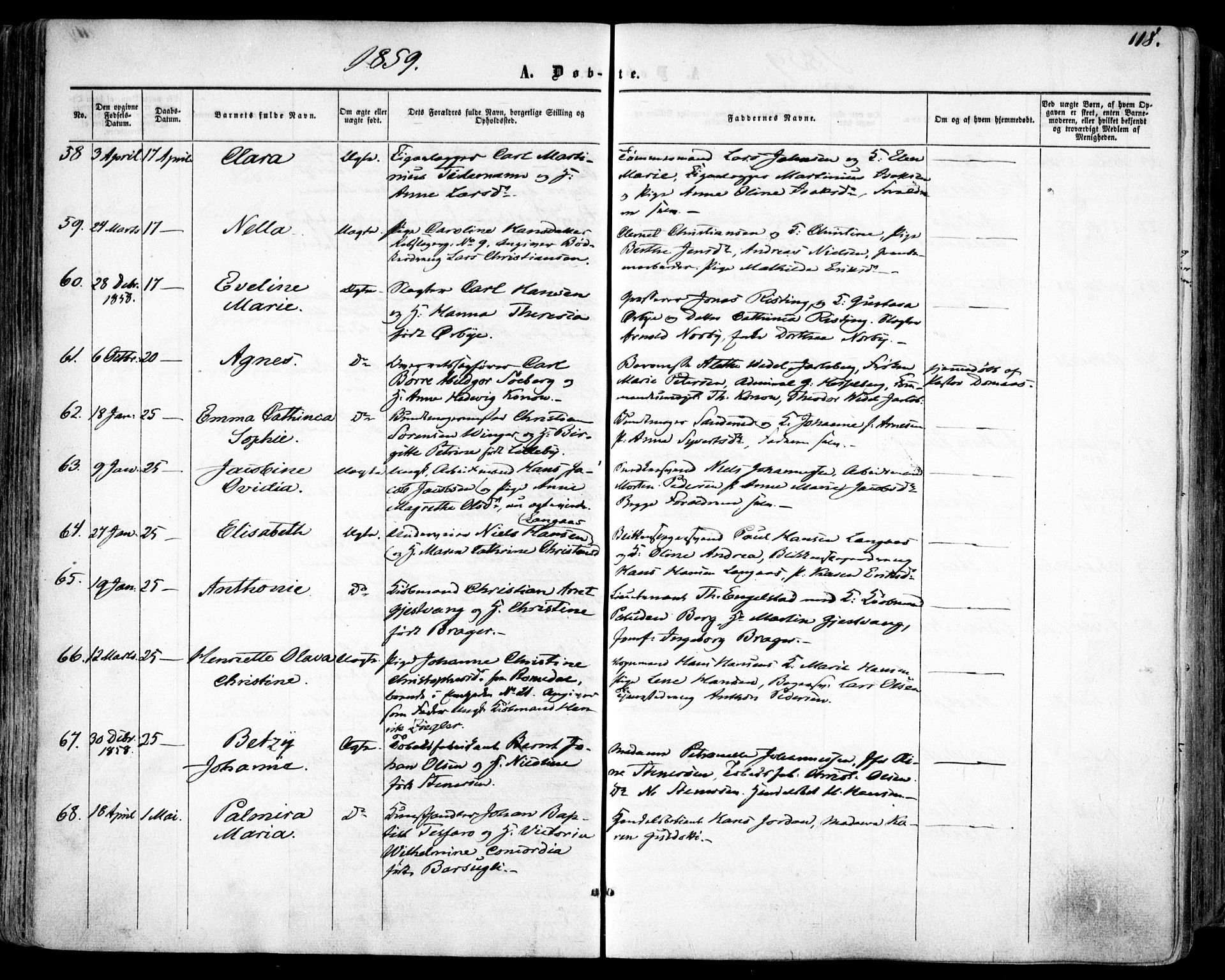 Oslo domkirke Kirkebøker, SAO/A-10752/F/Fa/L0015: Parish register (official) no. 15, 1857-1871, p. 118