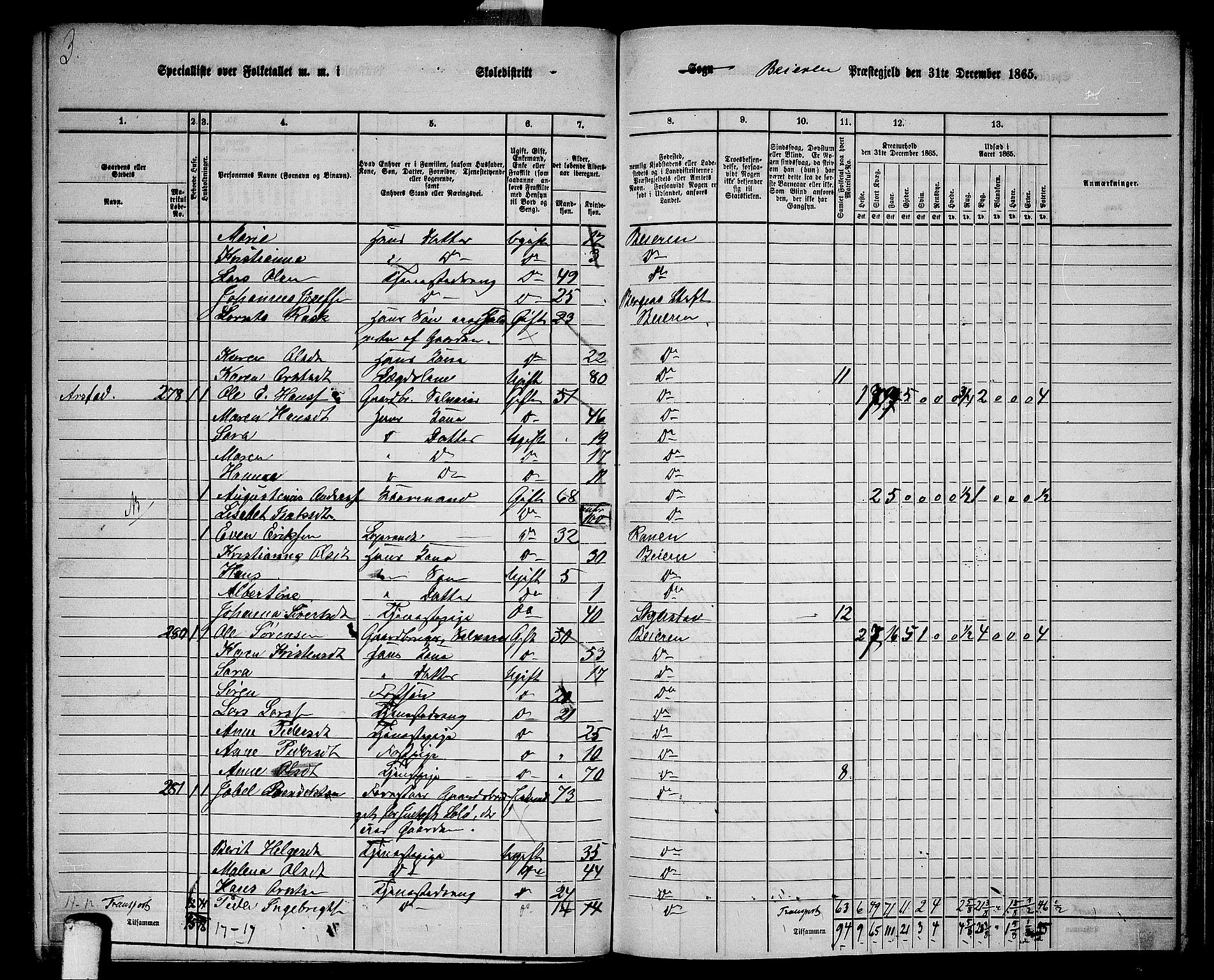 RA, 1865 census for Beiarn, 1865, p. 8