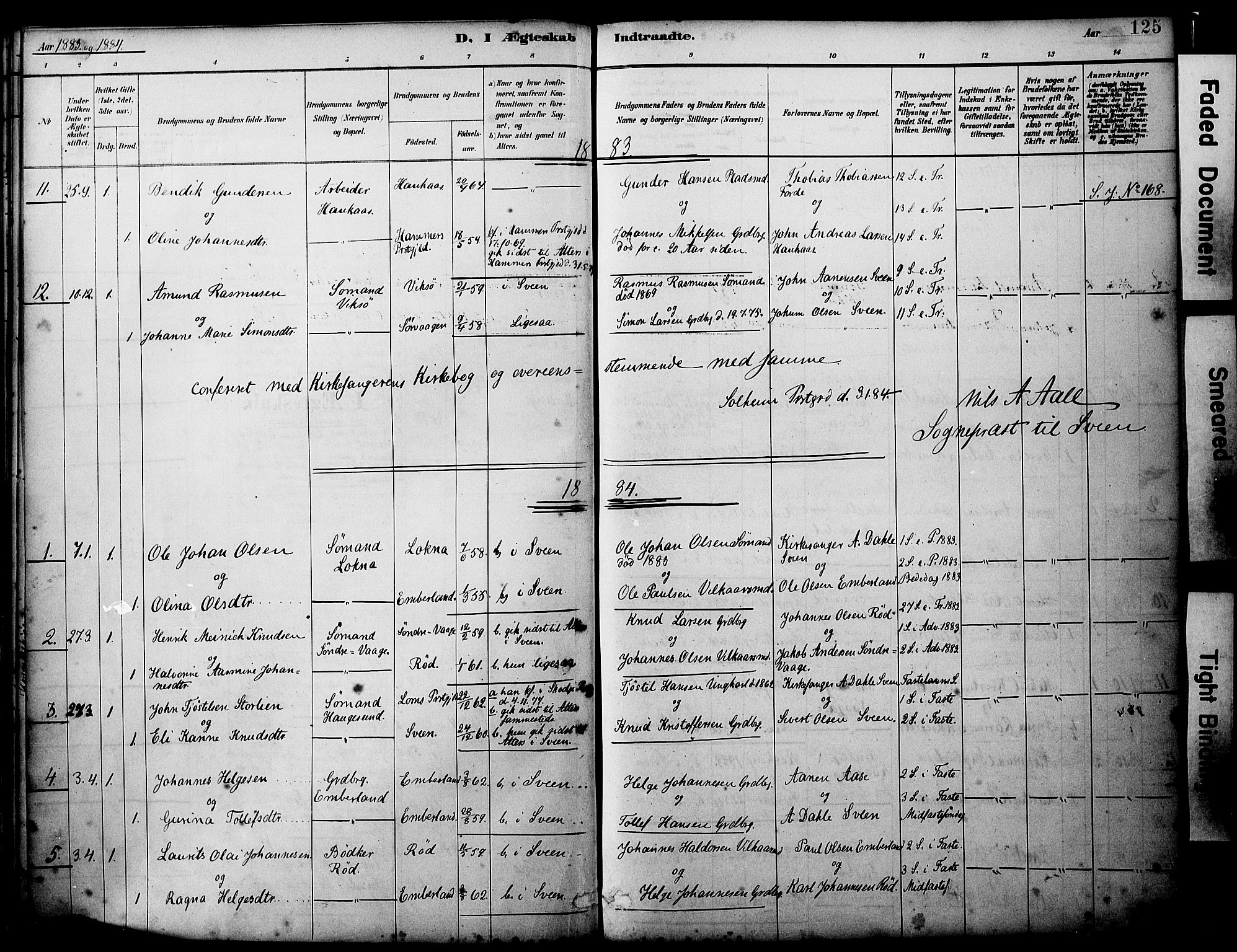 Sveio Sokneprestembete, SAB/A-78501/H/Haa: Parish register (official) no. B 2, 1883-1894, p. 125