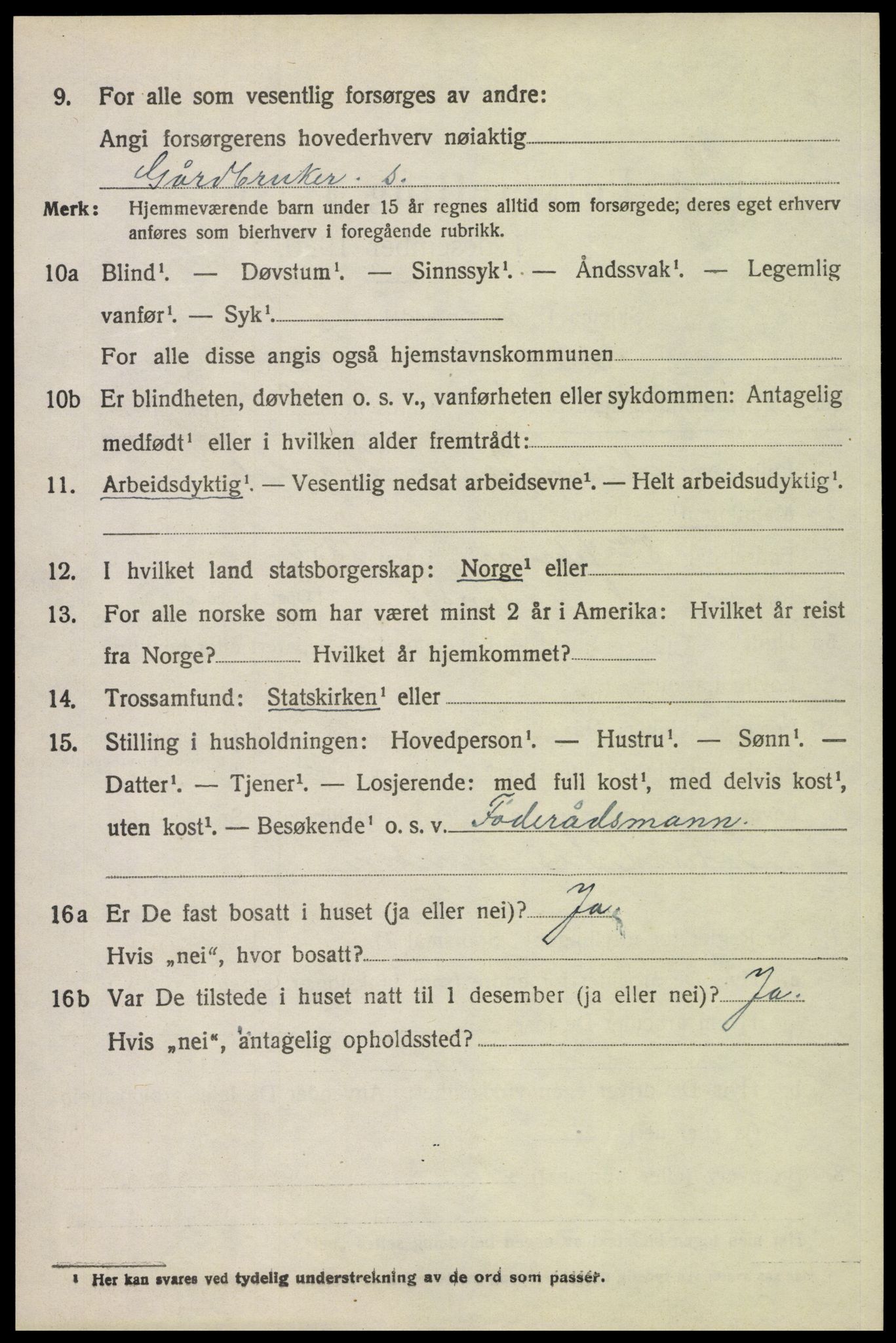 SAH, 1920 census for Tynset, 1920, p. 5521