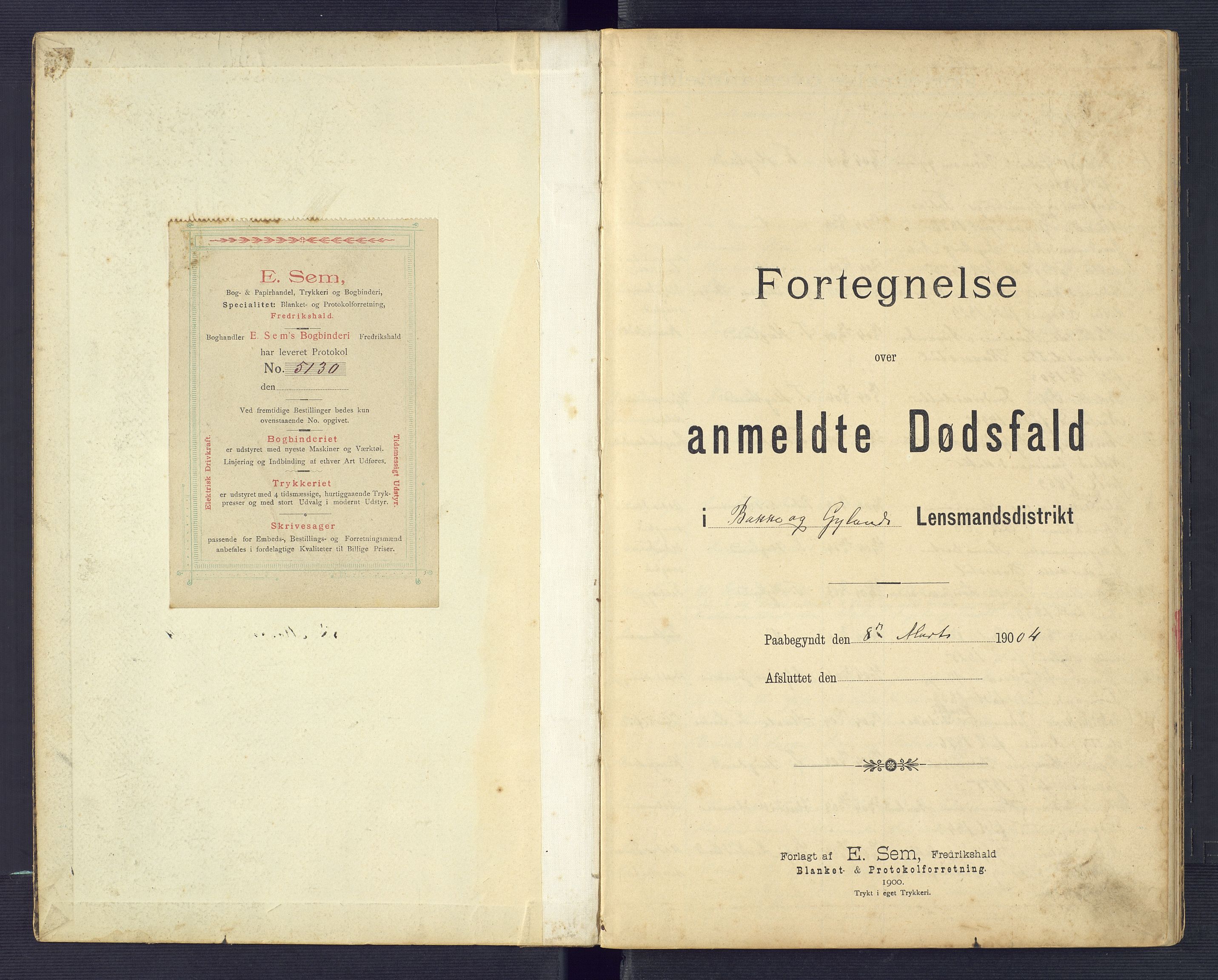 Bakke og Gyland lensmannskontor, SAK/1241-0002/F/Fe/L0002: Anmeldte dødsfall nr 56, 1904-1911