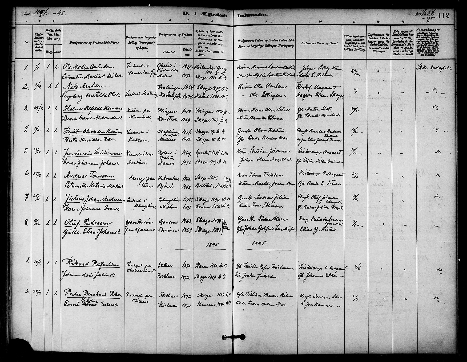 Ministerialprotokoller, klokkerbøker og fødselsregistre - Nord-Trøndelag, SAT/A-1458/766/L0563: Parish register (official) no. 767A01, 1881-1899, p. 112