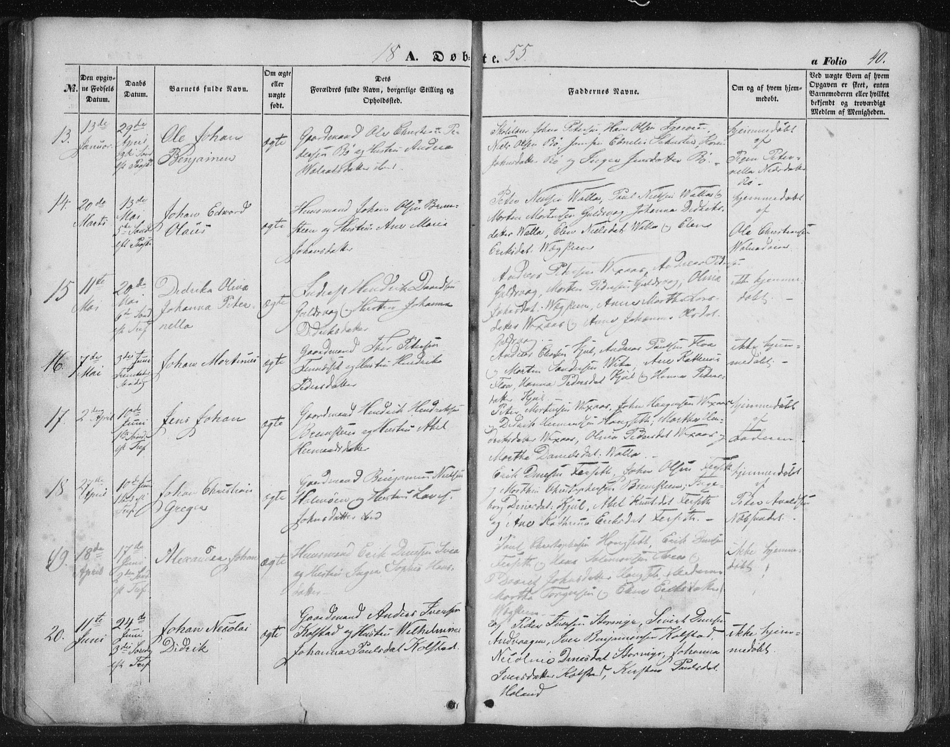 Ministerialprotokoller, klokkerbøker og fødselsregistre - Nordland, AV/SAT-A-1459/816/L0240: Parish register (official) no. 816A06, 1846-1870, p. 40