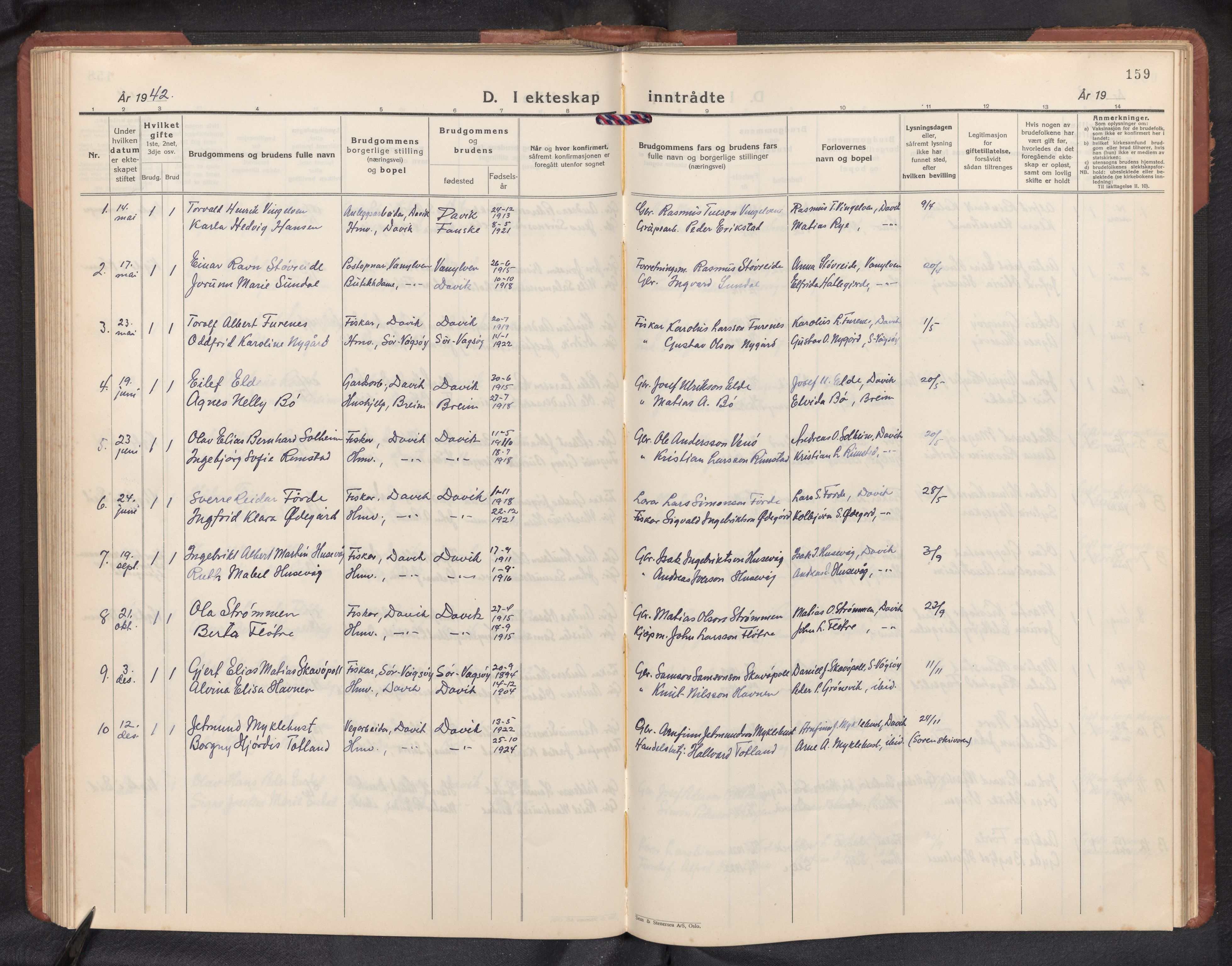 Davik sokneprestembete, AV/SAB-A-79701/H/Hab/Habc/L0004: Parish register (copy) no. C 4, 1930-1952, p. 158b-159a