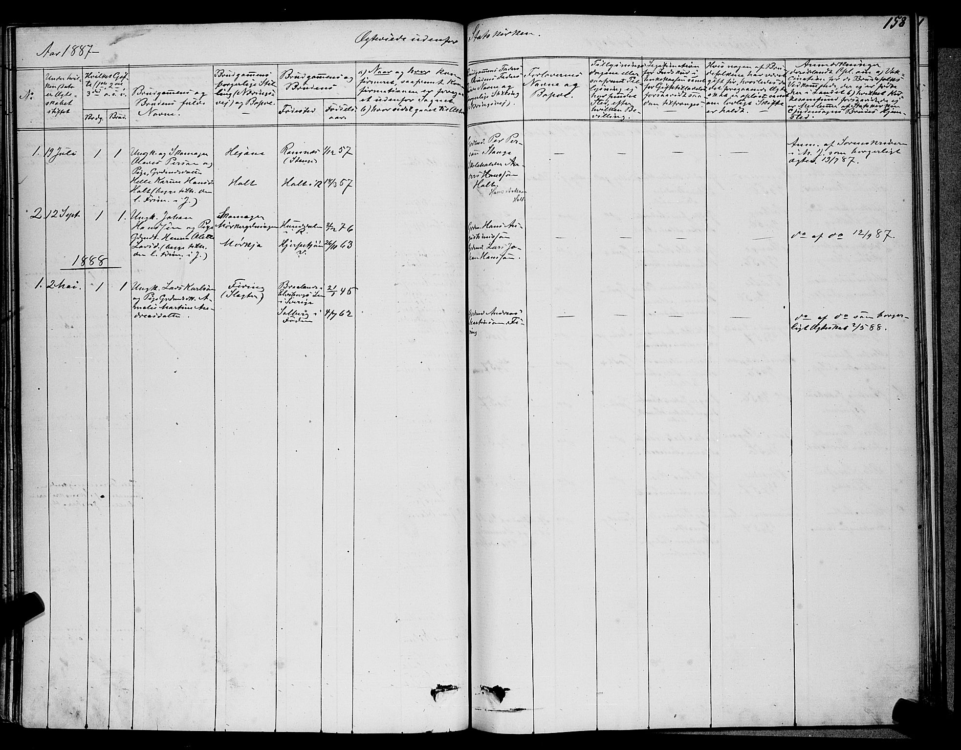 Ramnes kirkebøker, AV/SAKO-A-314/G/Ga/L0003: Parish register (copy) no. I 3, 1870-1896, p. 158