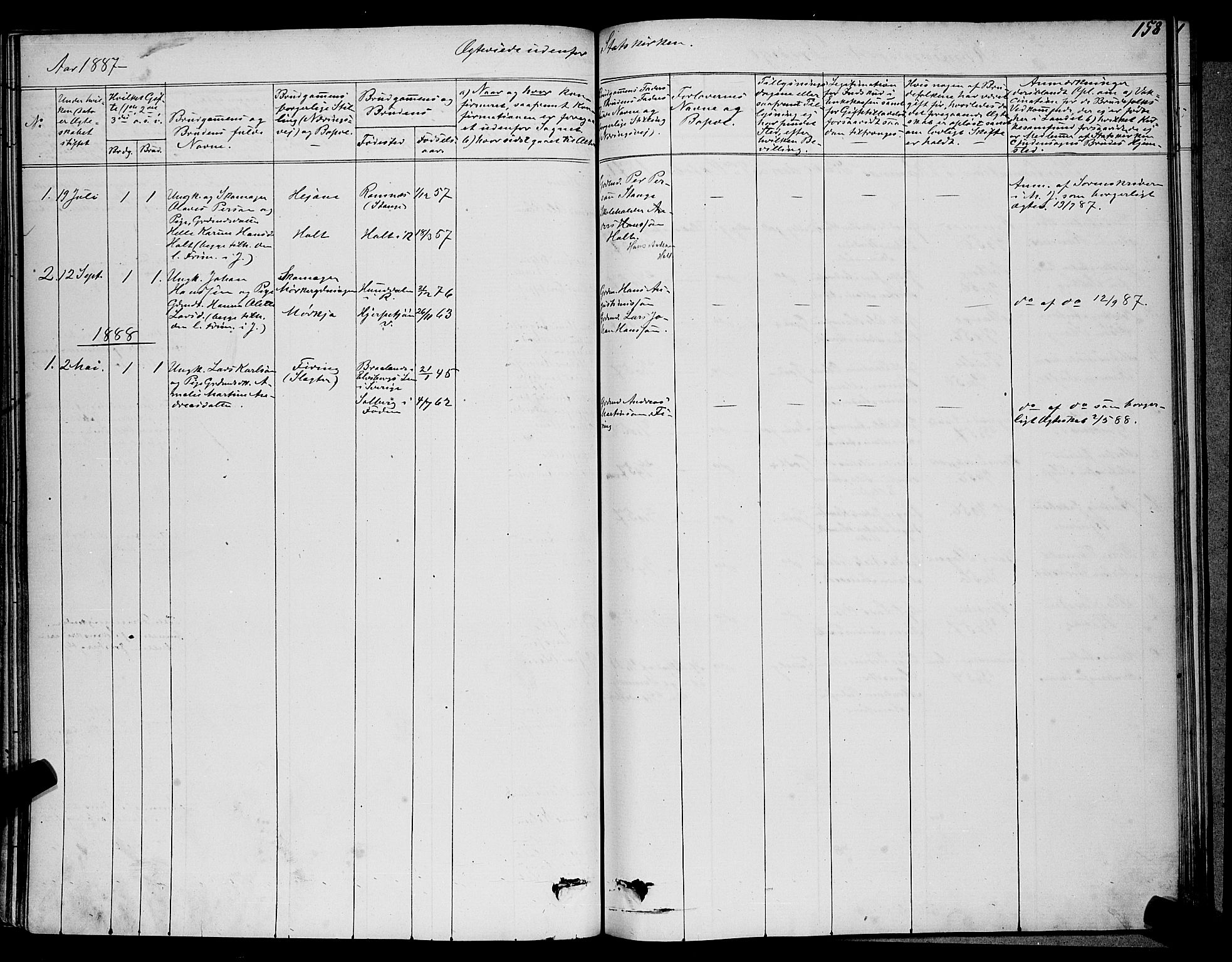 Ramnes kirkebøker, SAKO/A-314/G/Ga/L0003: Parish register (copy) no. I 3, 1870-1896, p. 158