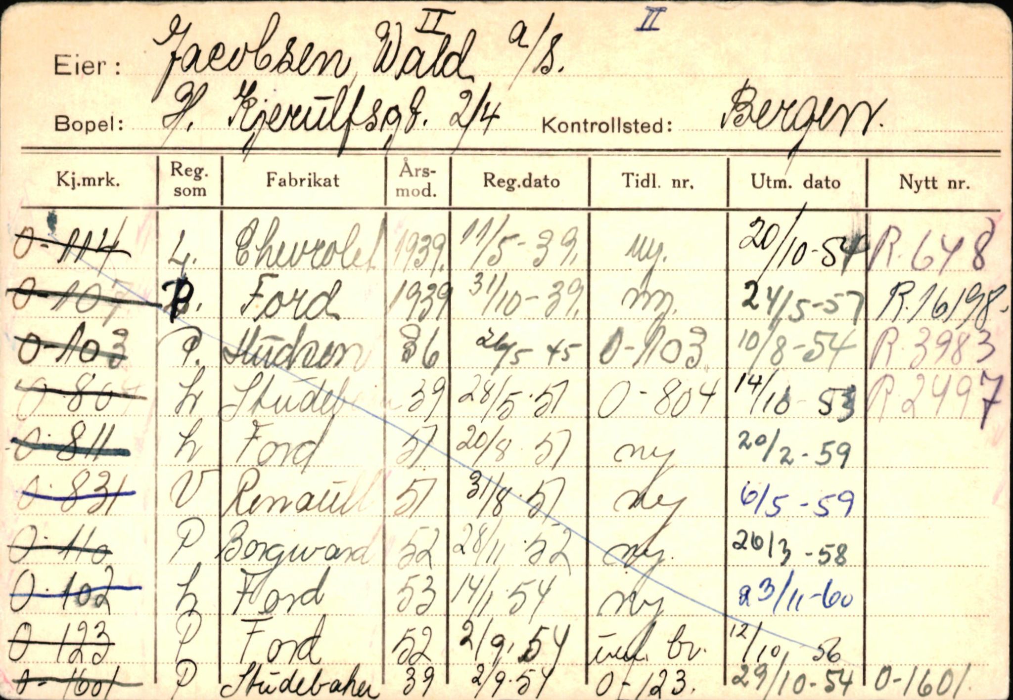 Statens vegvesen, Hordaland vegkontor, AV/SAB-A-5201/2/Hb/L0037: O-eierkort W-P, 1920-1971, p. 19