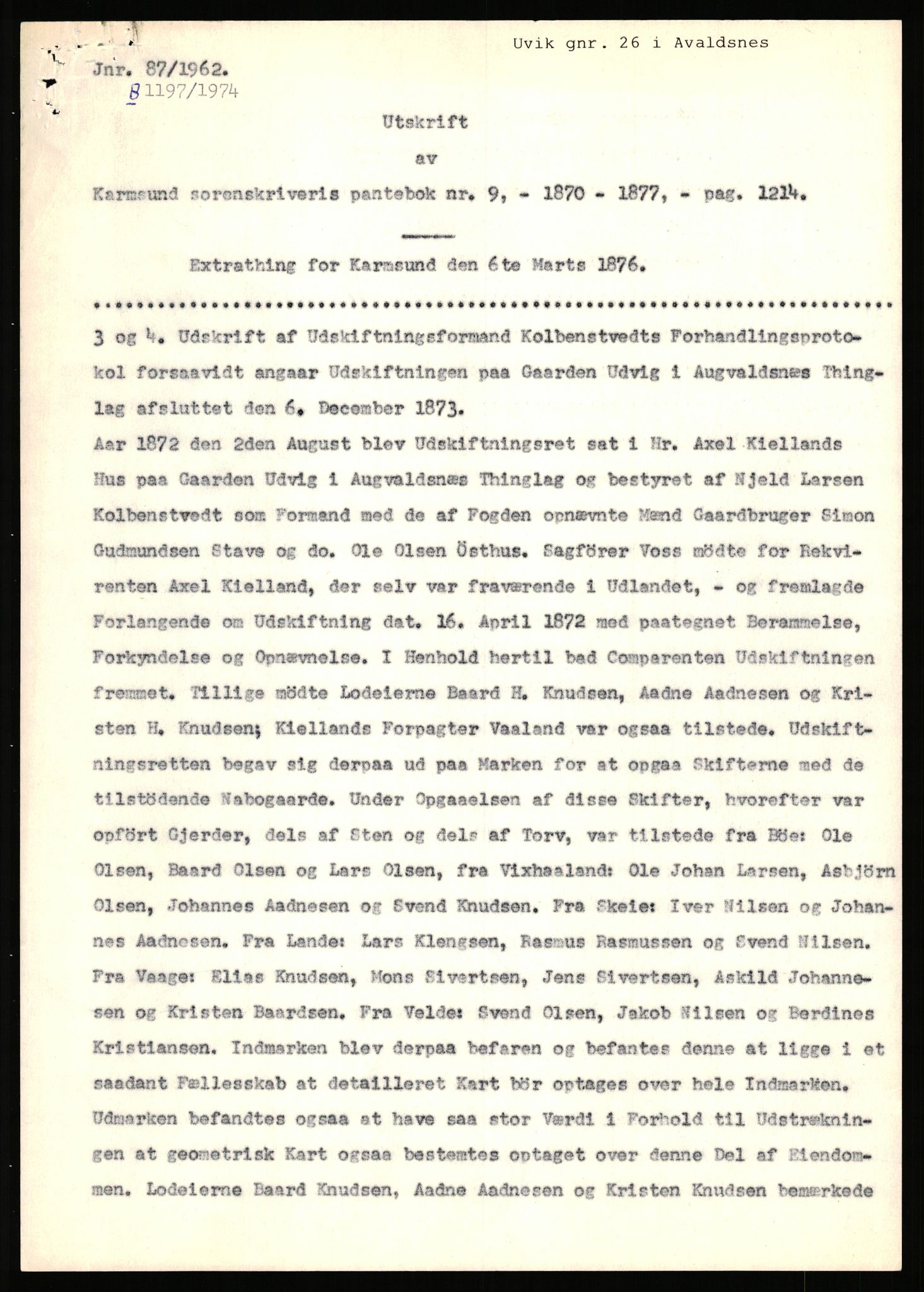 Statsarkivet i Stavanger, AV/SAST-A-101971/03/Y/Yj/L0091: Avskrifter sortert etter gårdsnavn: Ur - Vareberg, 1750-1930, p. 319