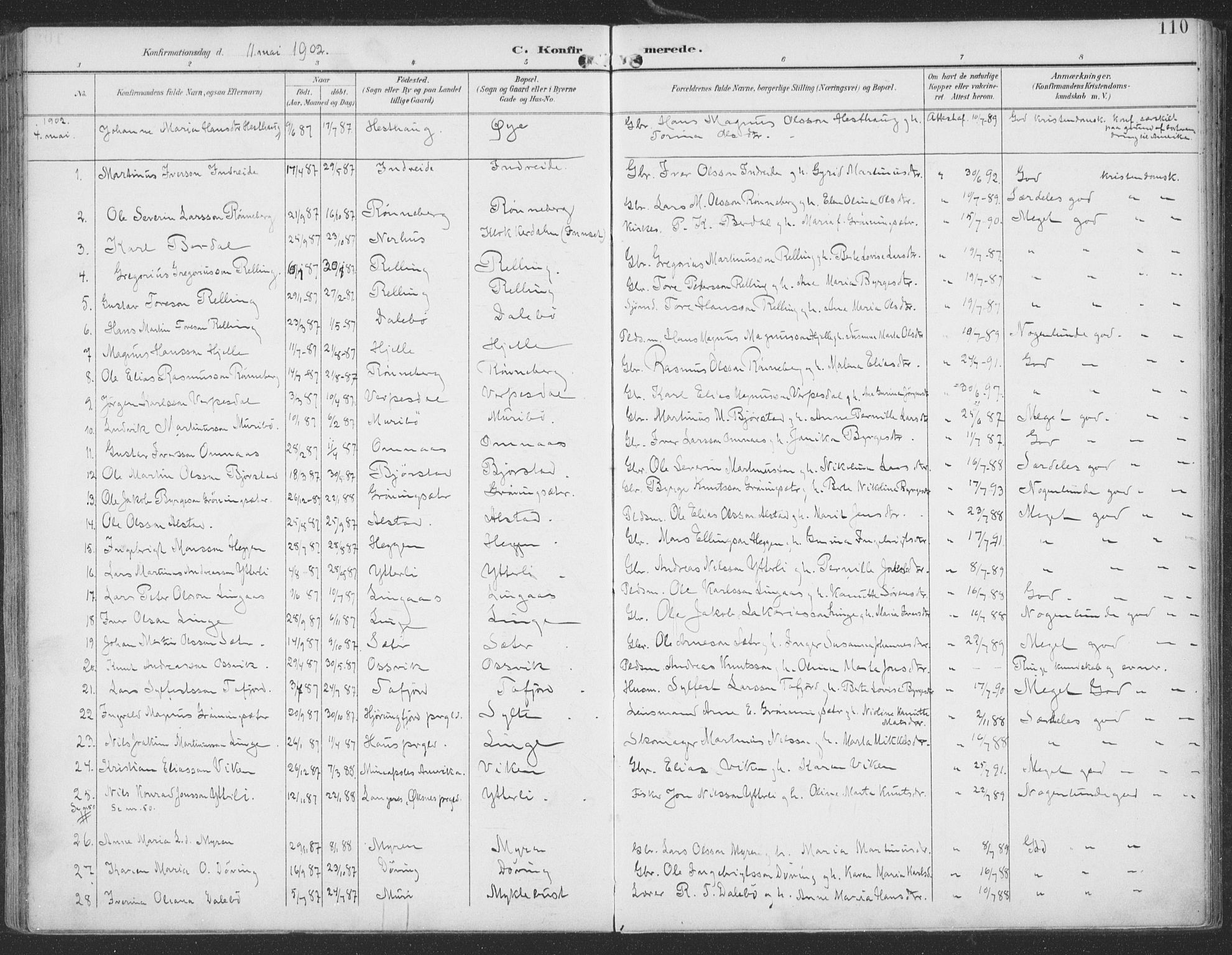 Ministerialprotokoller, klokkerbøker og fødselsregistre - Møre og Romsdal, SAT/A-1454/519/L0256: Parish register (official) no. 519A15, 1895-1912, p. 110