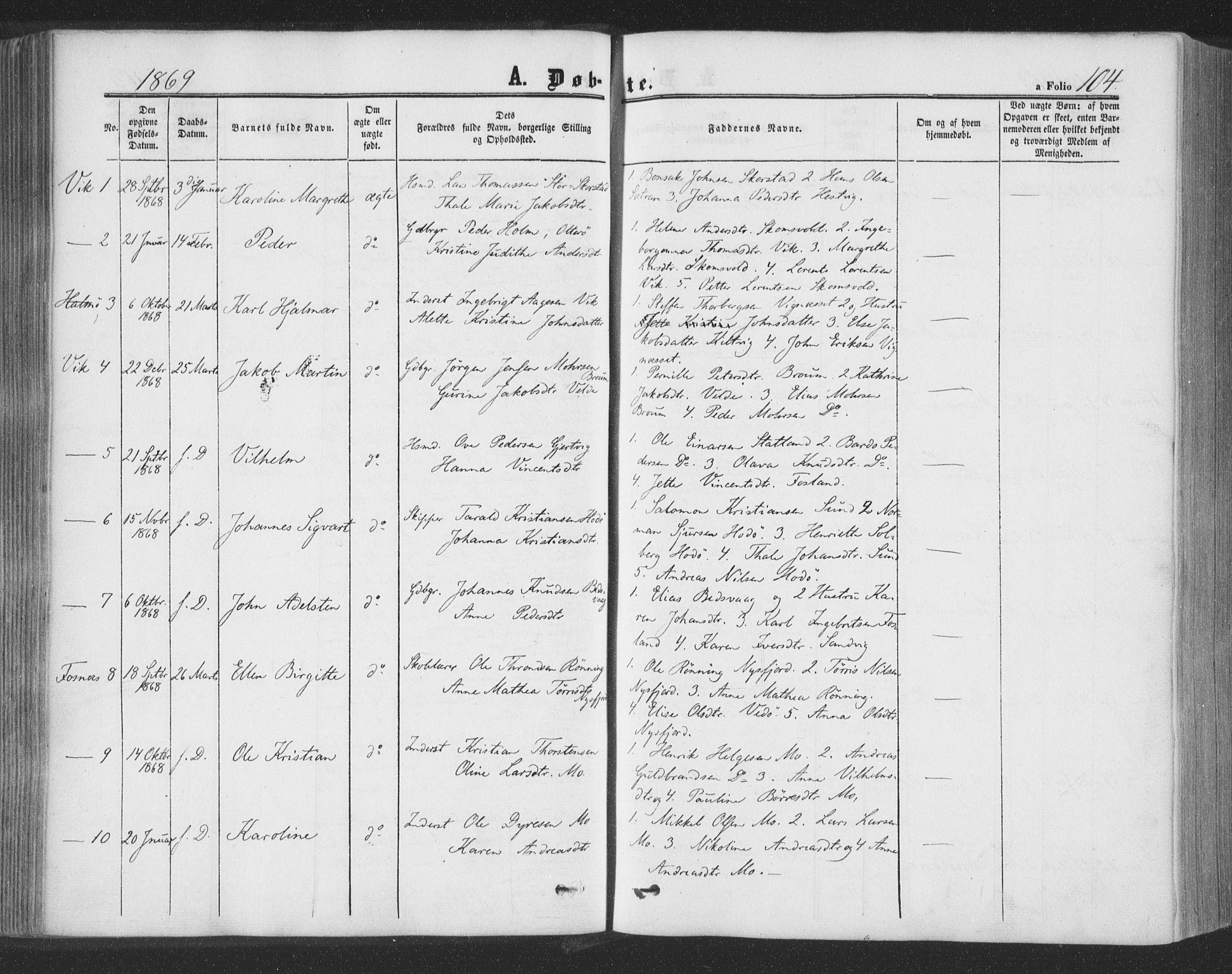 Ministerialprotokoller, klokkerbøker og fødselsregistre - Nord-Trøndelag, SAT/A-1458/773/L0615: Parish register (official) no. 773A06, 1857-1870, p. 104