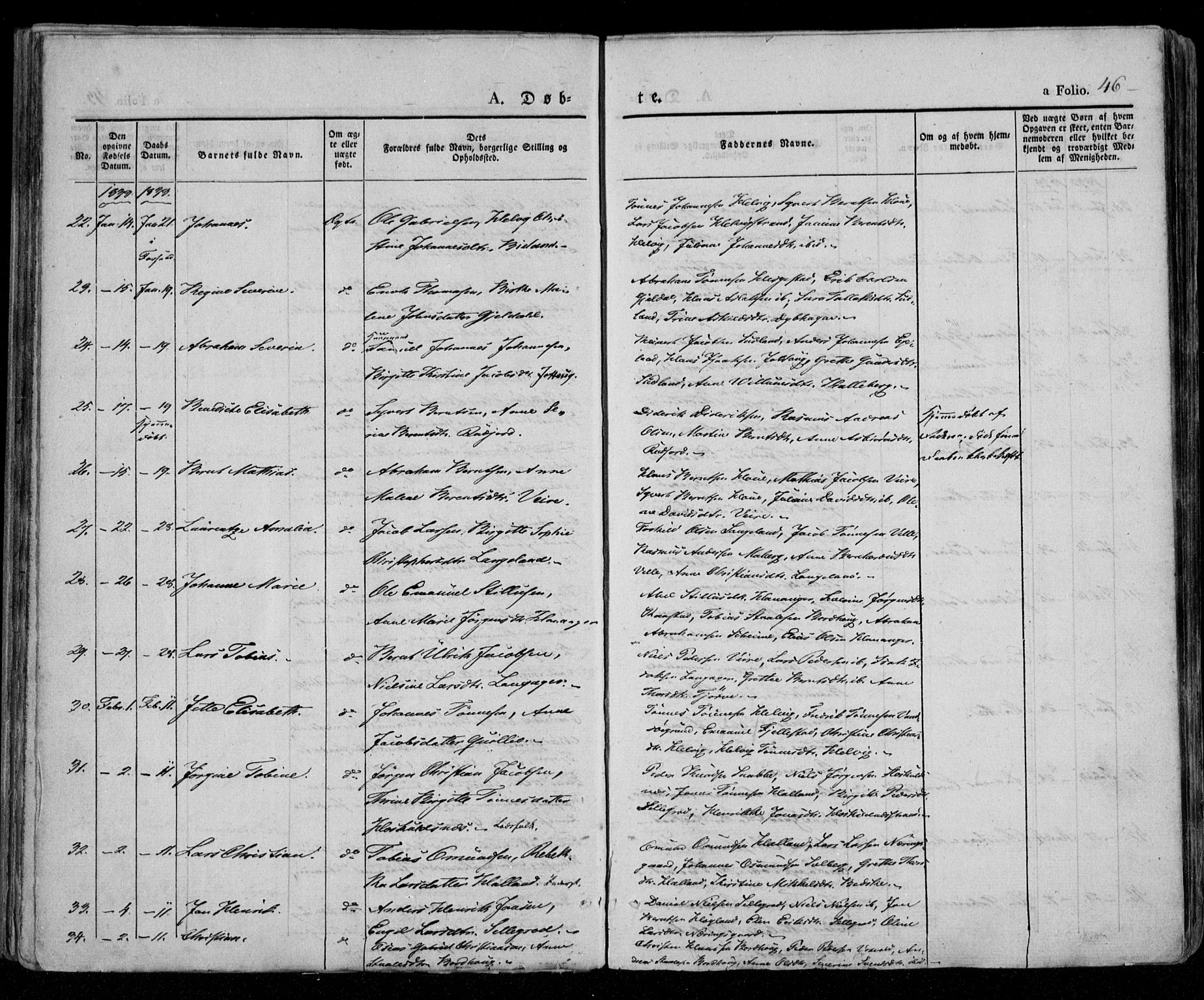 Lista sokneprestkontor, AV/SAK-1111-0027/F/Fa/L0009: Parish register (official) no. A 9, 1835-1846, p. 46