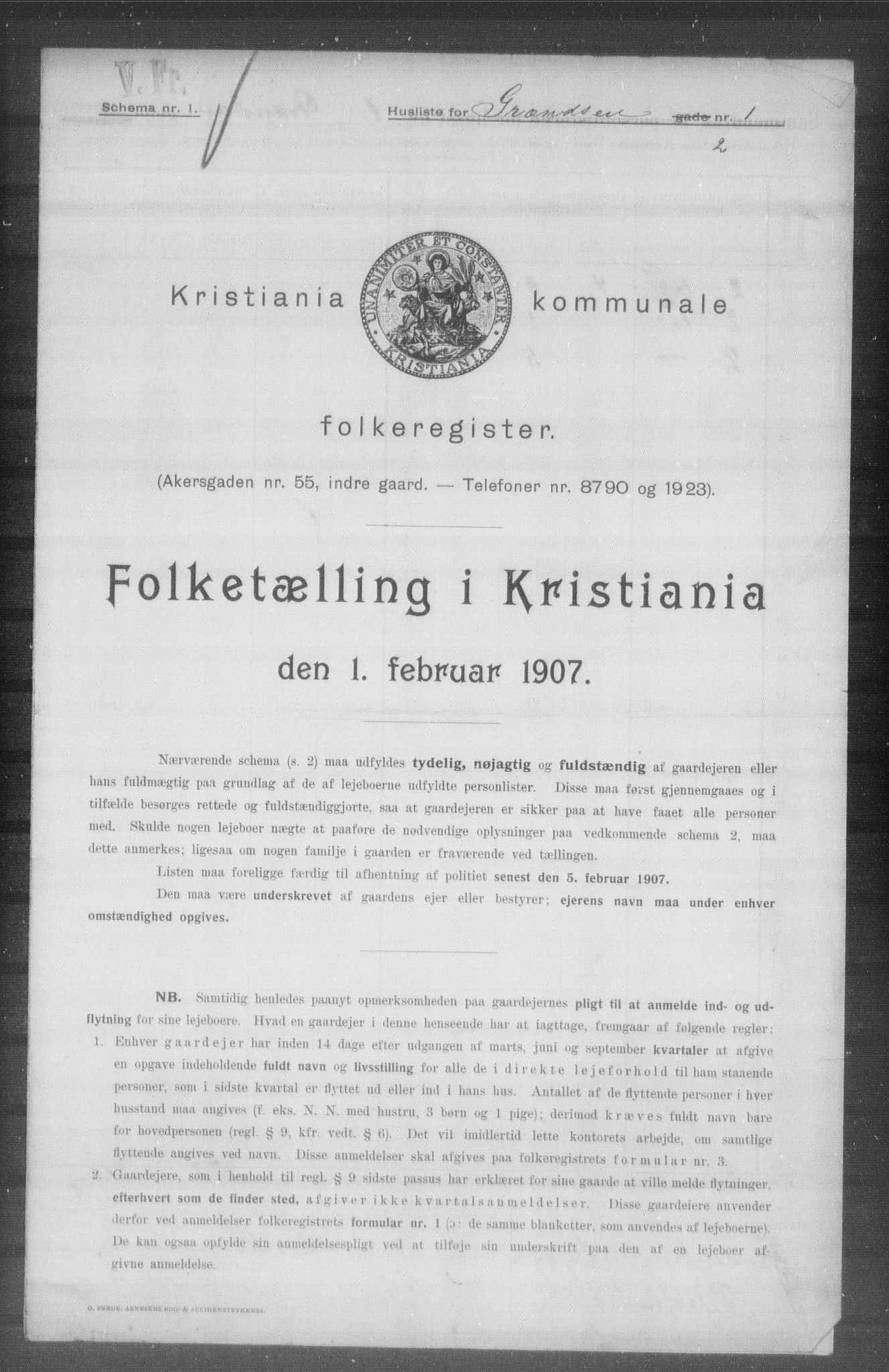 OBA, Municipal Census 1907 for Kristiania, 1907, p. 15074