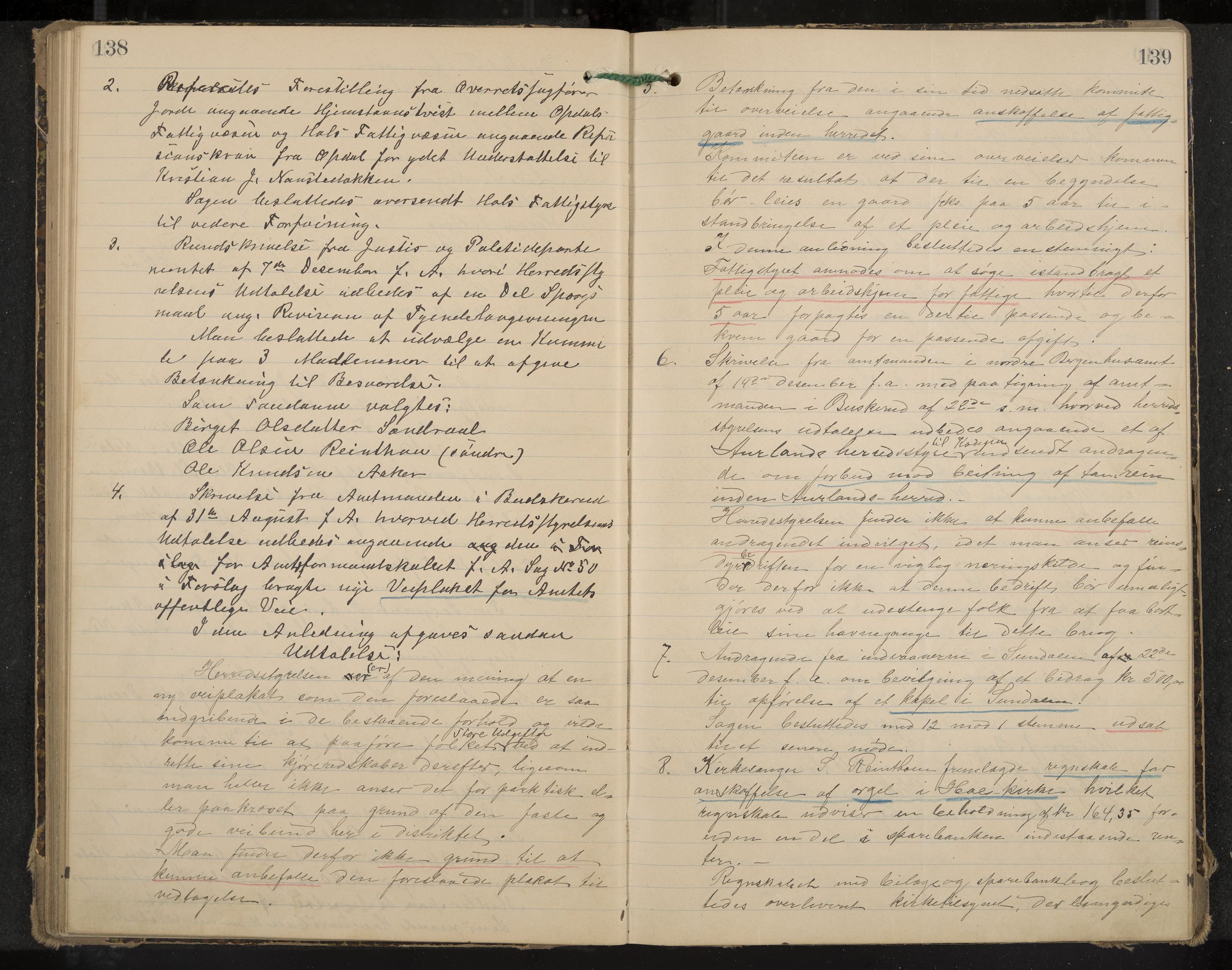 Hol formannskap og sentraladministrasjon, IKAK/0620021-1/A/L0003: Møtebok, 1897-1904, p. 138-139