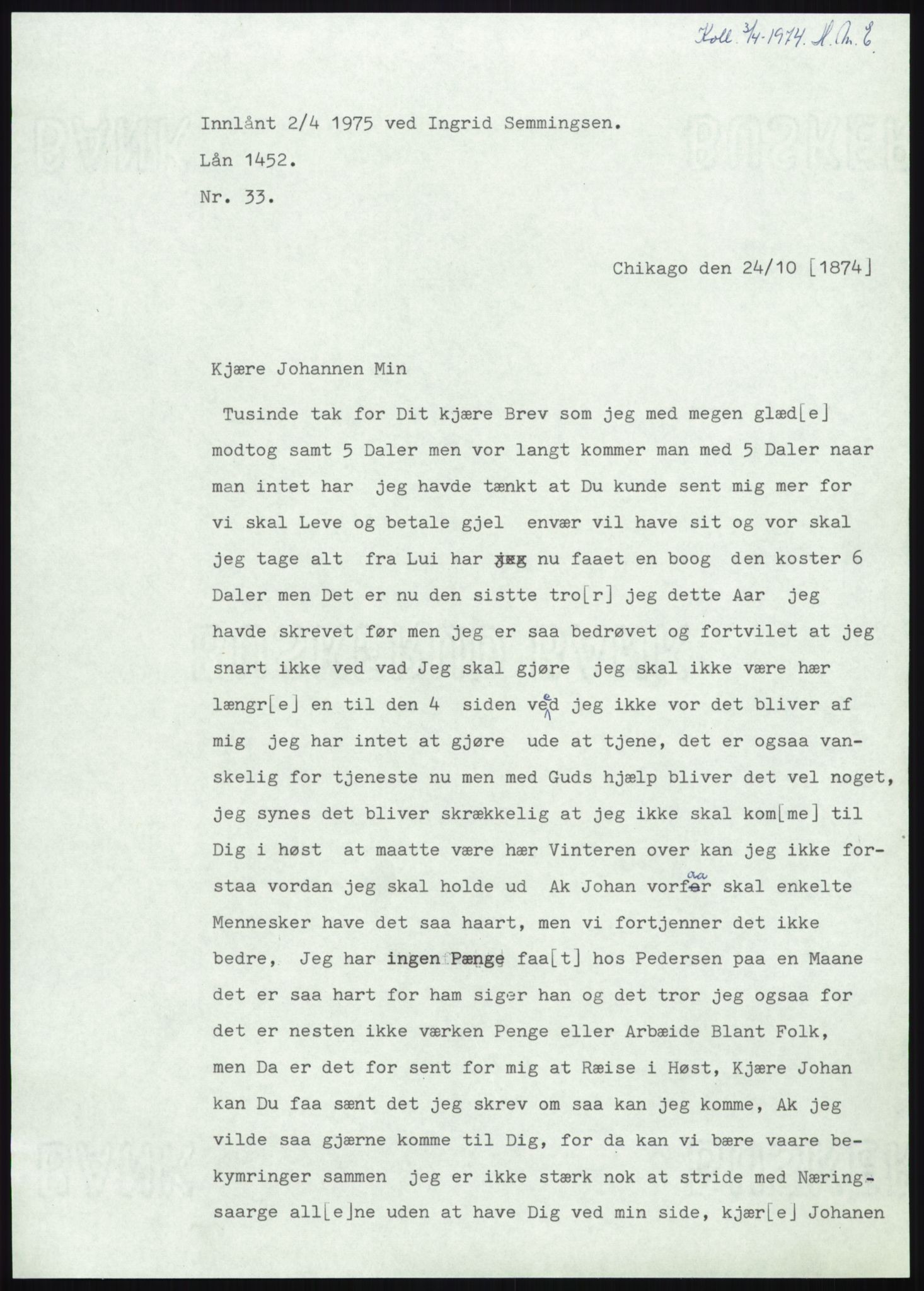 Samlinger til kildeutgivelse, Amerikabrevene, AV/RA-EA-4057/F/L0008: Innlån fra Hedmark: Gamkind - Semmingsen, 1838-1914, p. 315