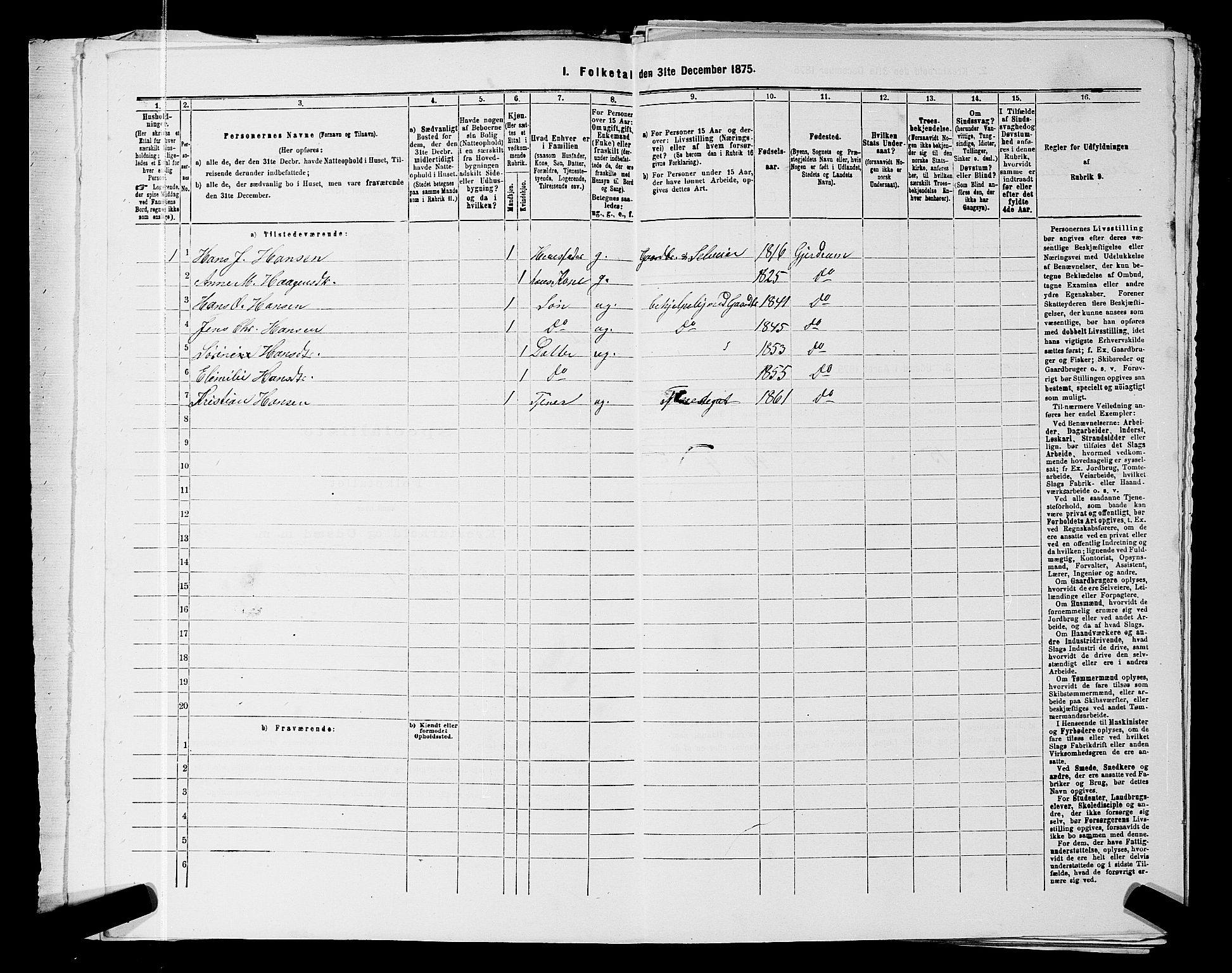 RA, 1875 census for 0234P Gjerdrum, 1875, p. 163