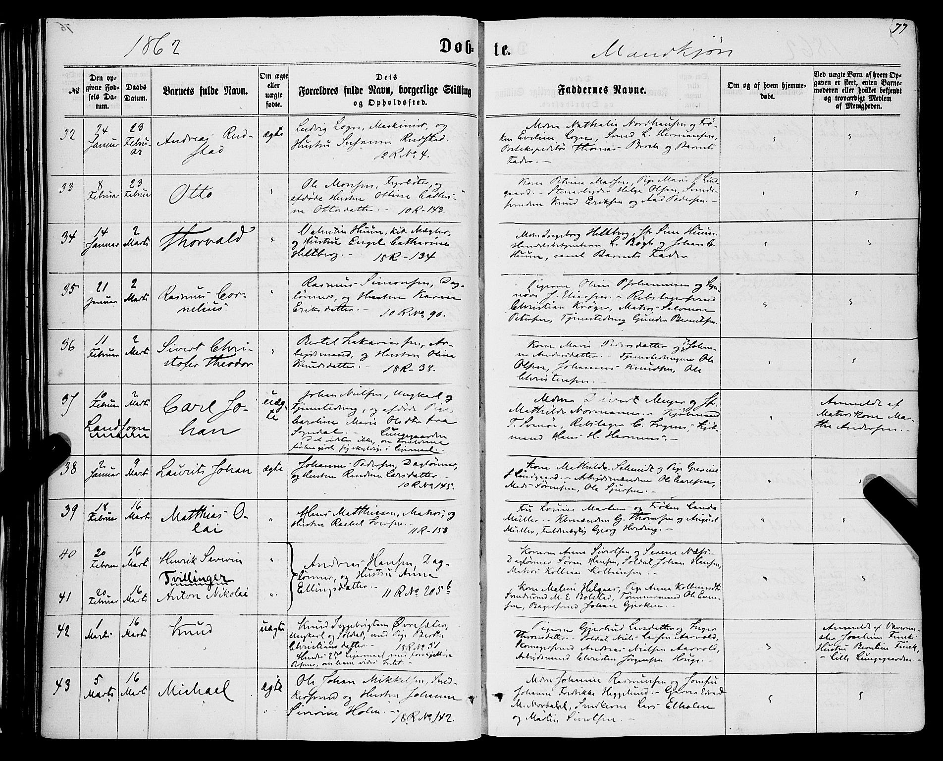 Domkirken sokneprestembete, SAB/A-74801/H/Haa/L0021: Parish register (official) no. B 4, 1859-1871, p. 77