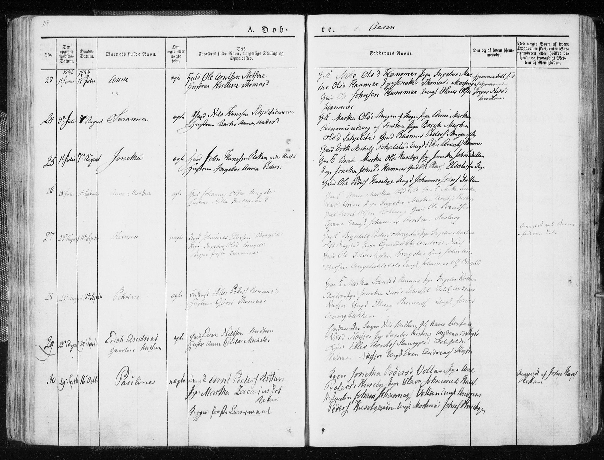 Ministerialprotokoller, klokkerbøker og fødselsregistre - Nord-Trøndelag, AV/SAT-A-1458/713/L0114: Parish register (official) no. 713A05, 1827-1839, p. 113