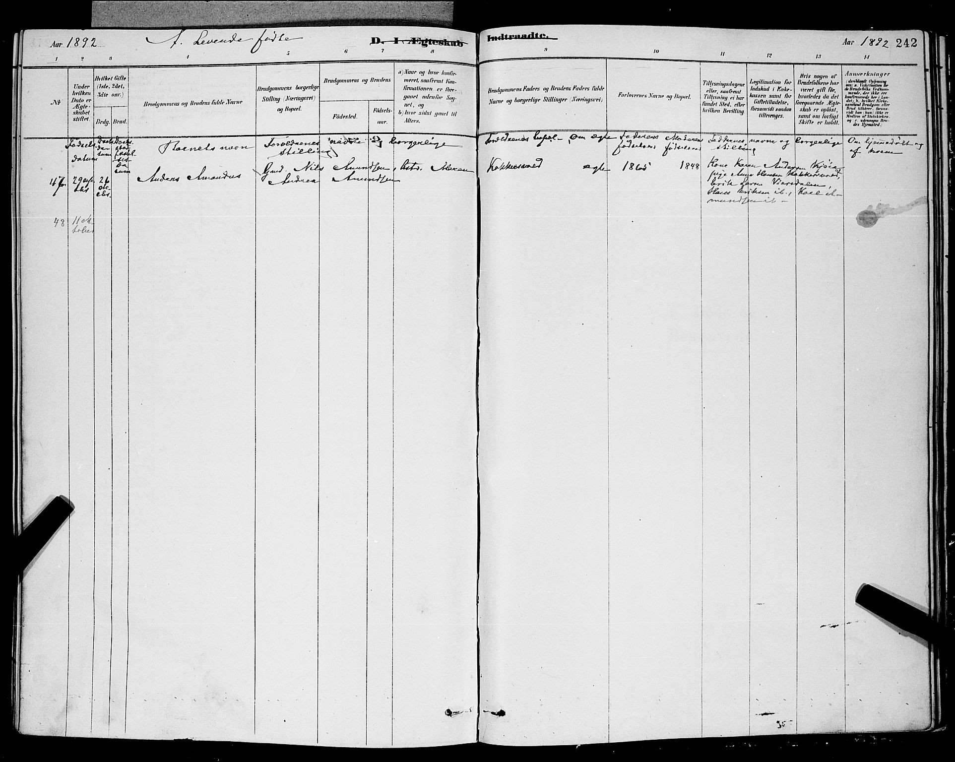 Eidanger kirkebøker, AV/SAKO-A-261/G/Ga/L0002: Parish register (copy) no. 2, 1879-1892, p. 242