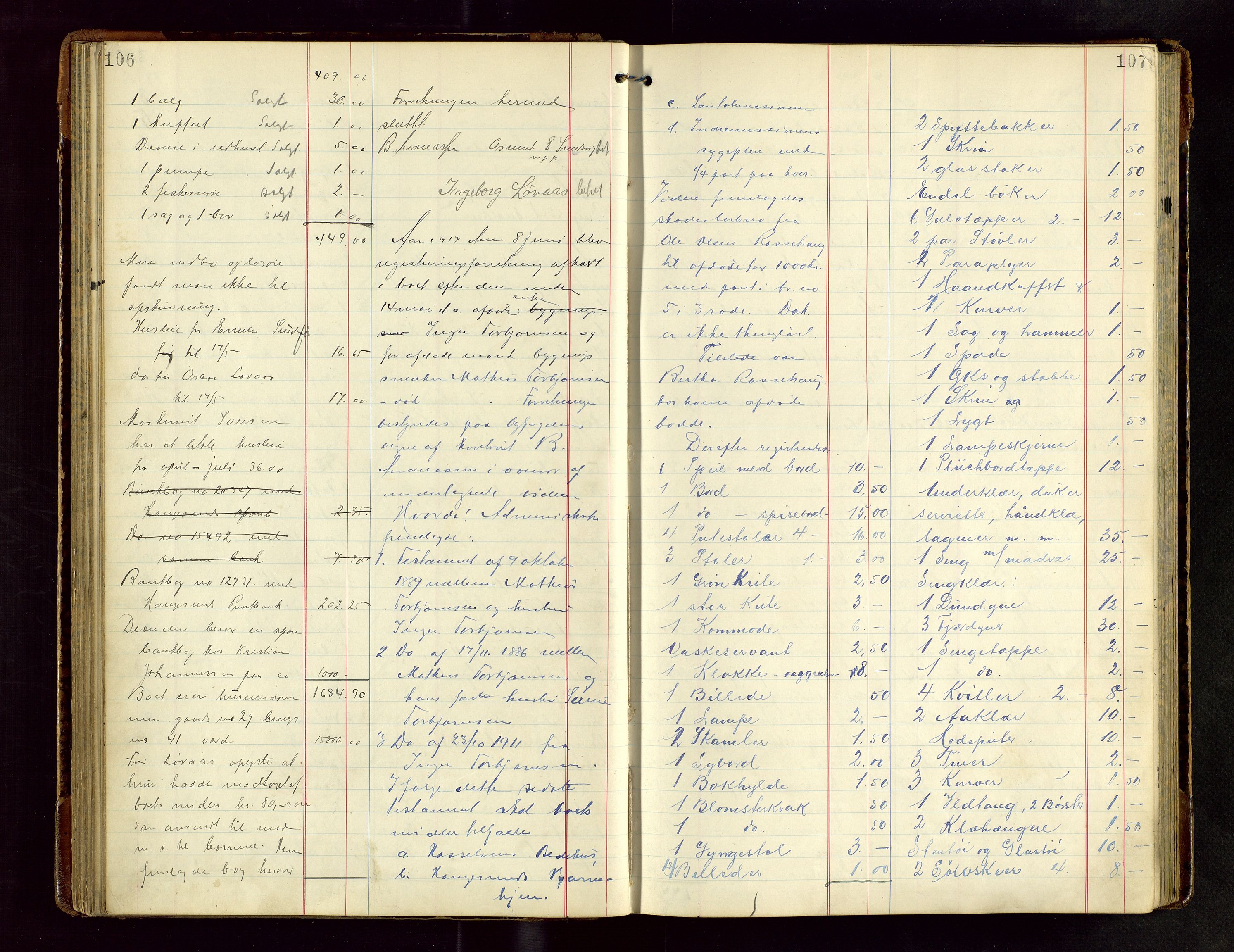 Haugesund tingrett, AV/SAST-A-101415/01/IV/IVB/L0004: Skifteregistreringsprotokoll, med register, 1914-1923, p. 106-107