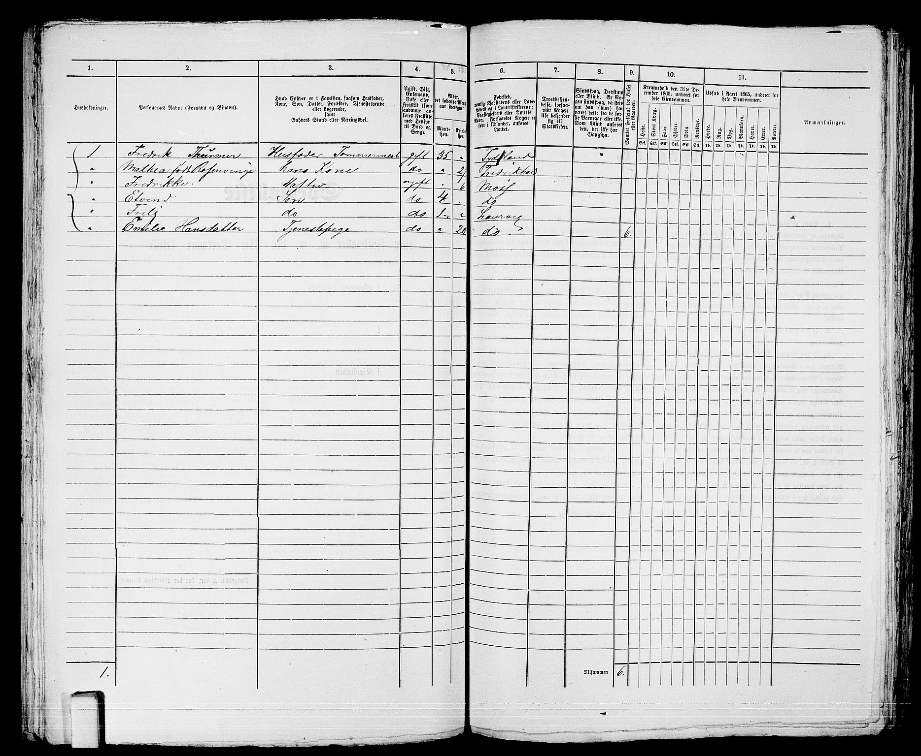 RA, 1865 census for Larvik, 1865, p. 174