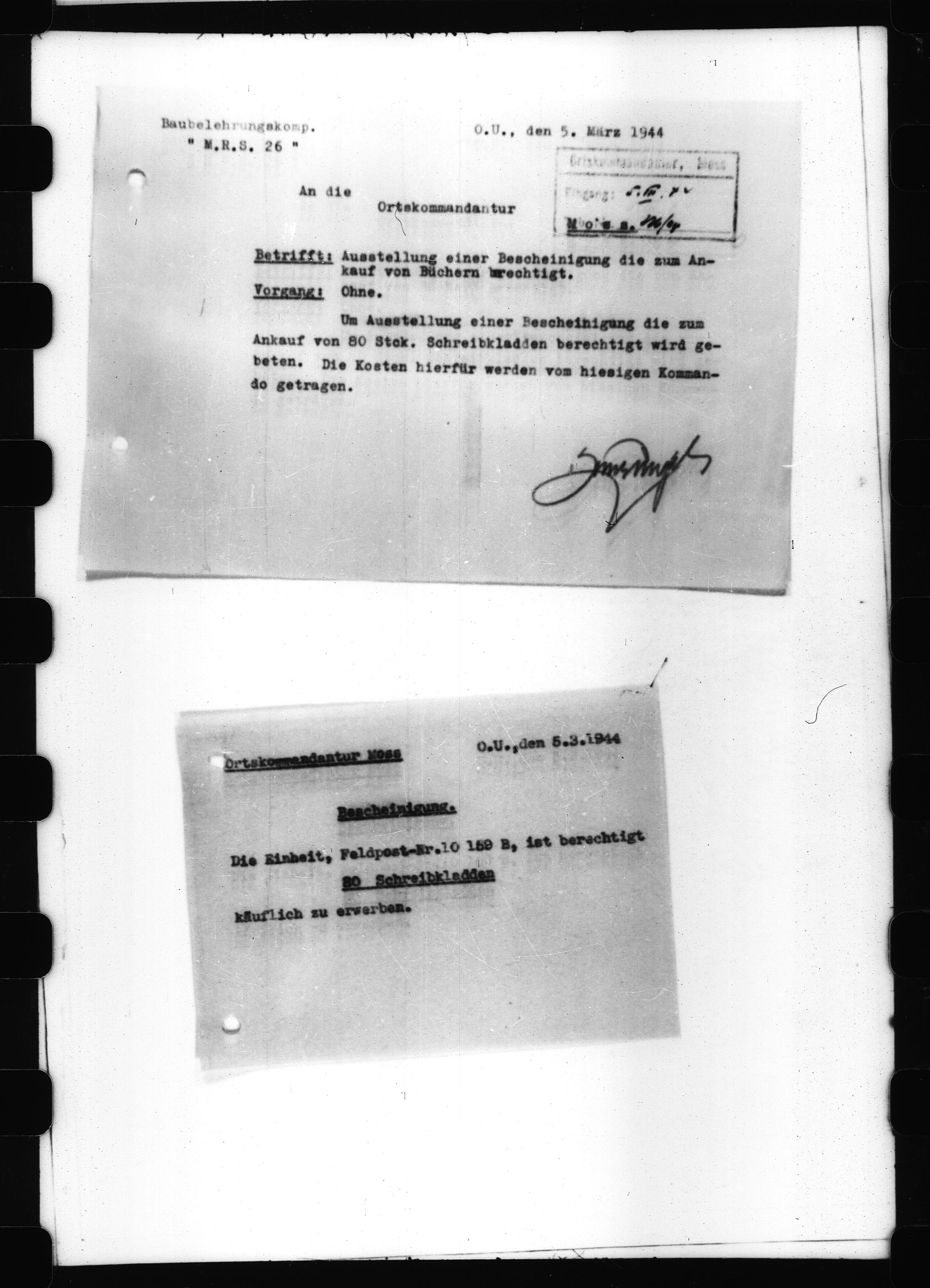 Documents Section, RA/RAFA-2200/V/L0065: Film med LMDC Serial Number., 1940-1945, p. 495