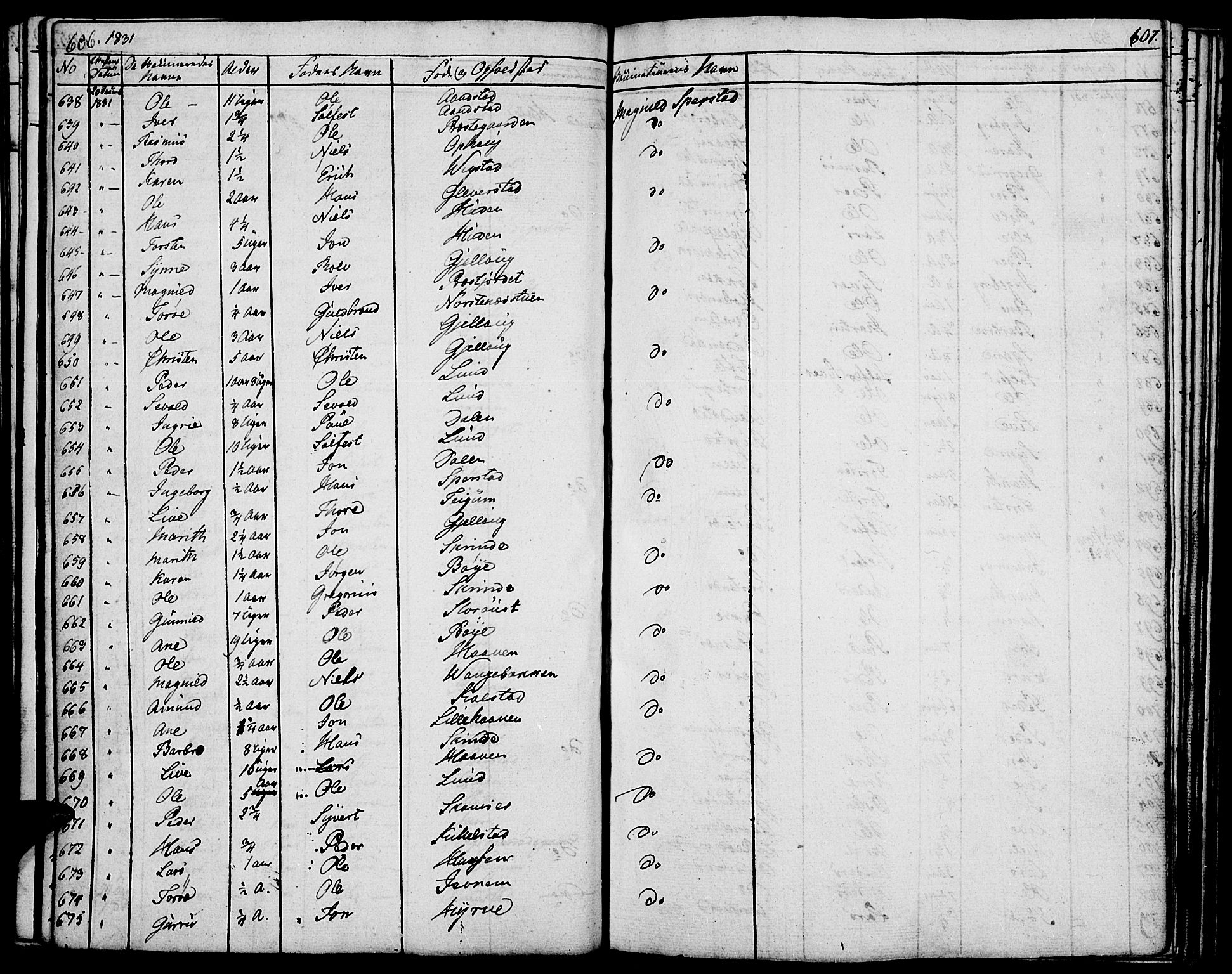 Lom prestekontor, SAH/PREST-070/K/L0005: Parish register (official) no. 5, 1825-1837, p. 606-607