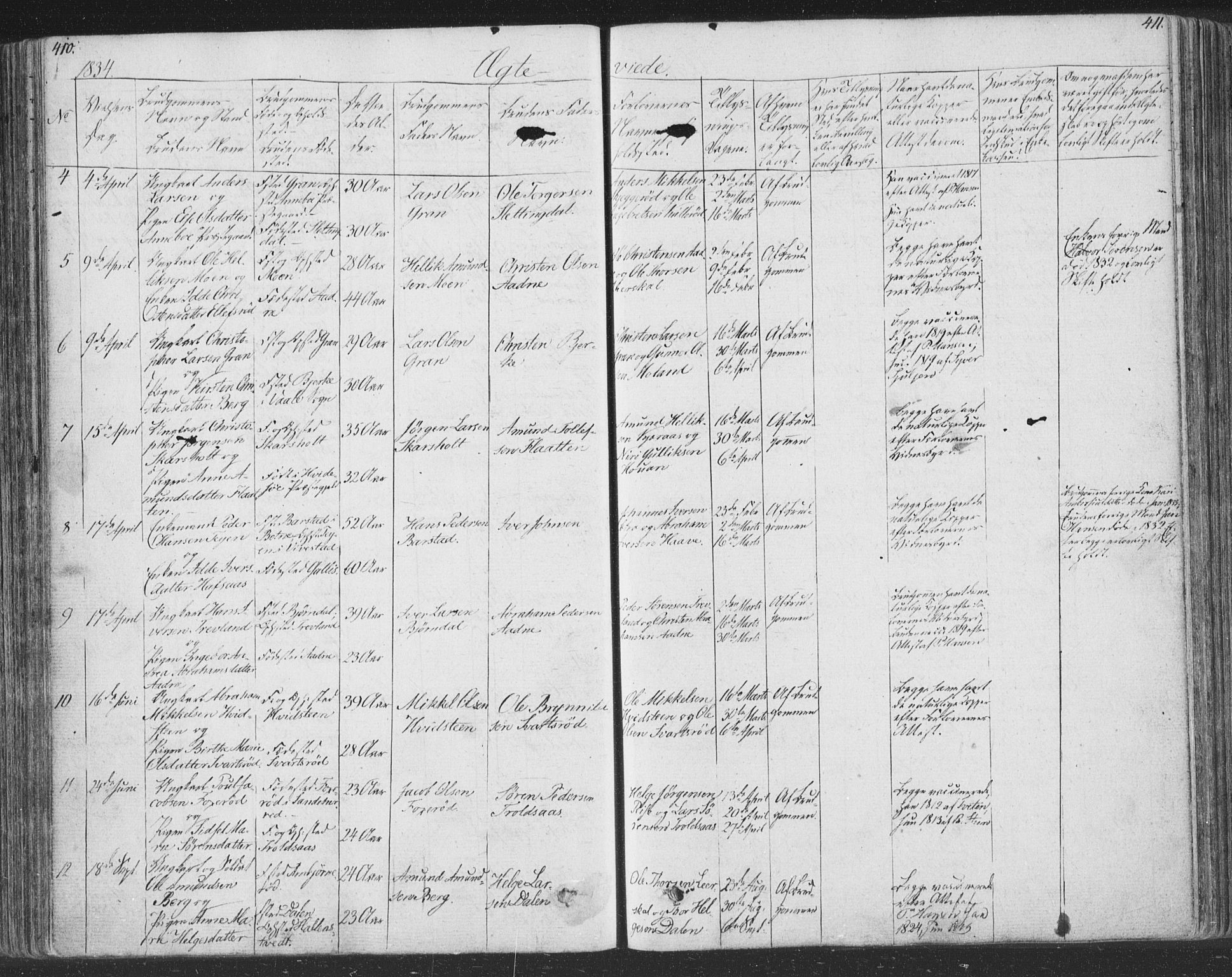 Andebu kirkebøker, AV/SAKO-A-336/F/Fa/L0004: Parish register (official) no. 4, 1829-1856, p. 410-411