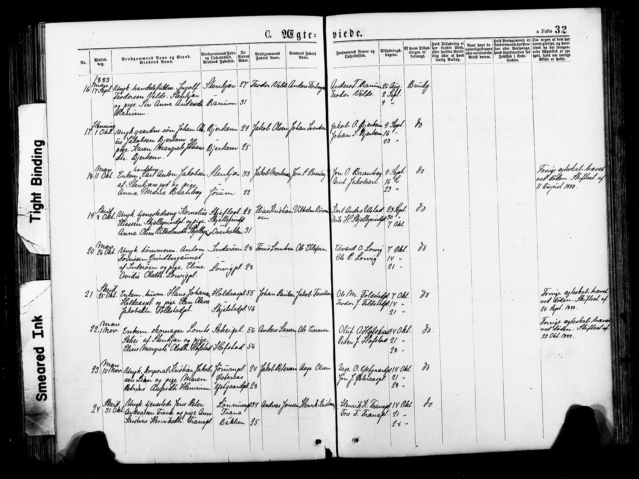 Ministerialprotokoller, klokkerbøker og fødselsregistre - Nord-Trøndelag, AV/SAT-A-1458/735/L0348: Parish register (official) no. 735A09 /1, 1873-1883, p. 32