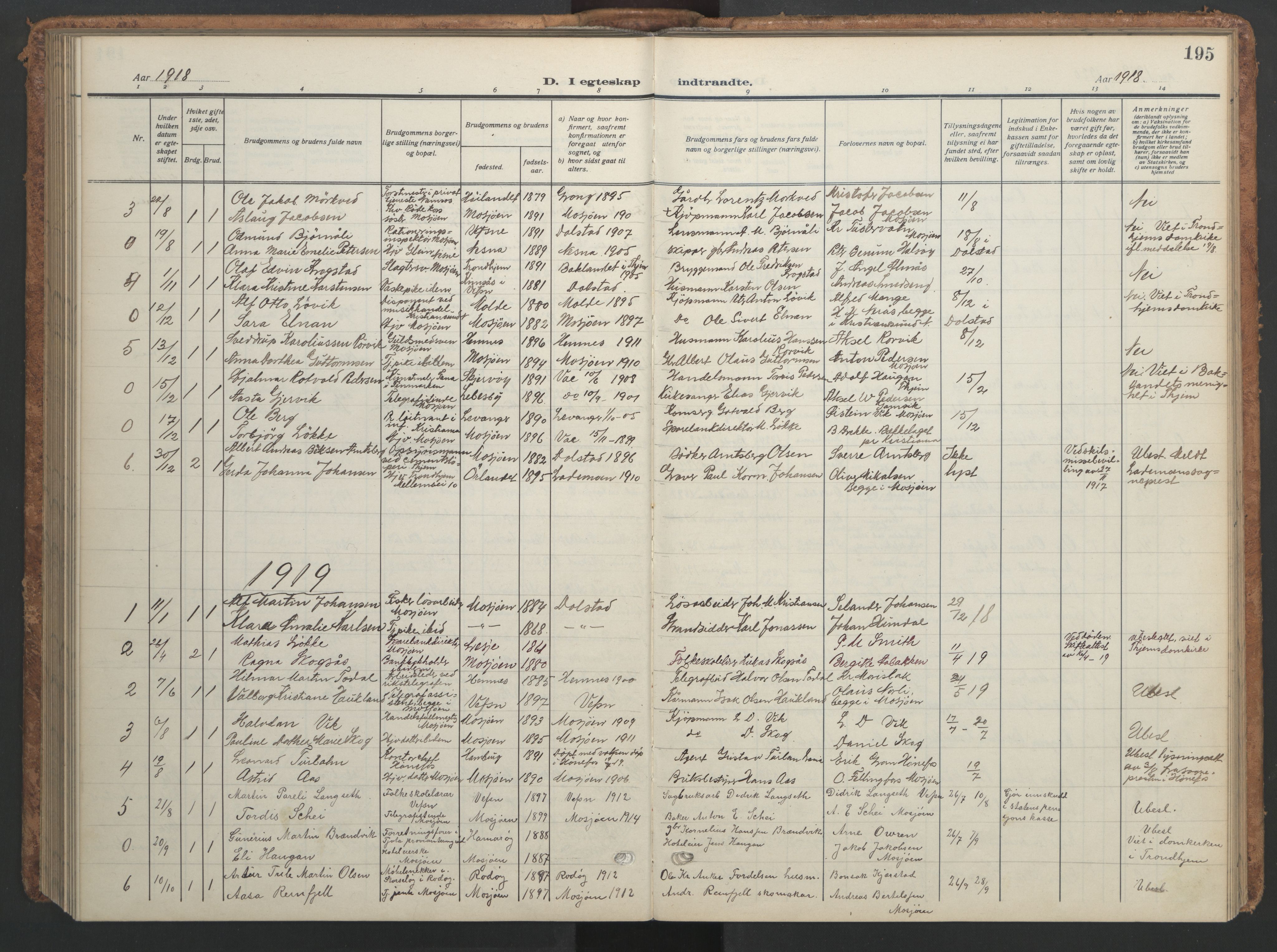 Ministerialprotokoller, klokkerbøker og fødselsregistre - Nordland, SAT/A-1459/820/L0303: Parish register (copy) no. 820C05, 1917-1952, p. 195