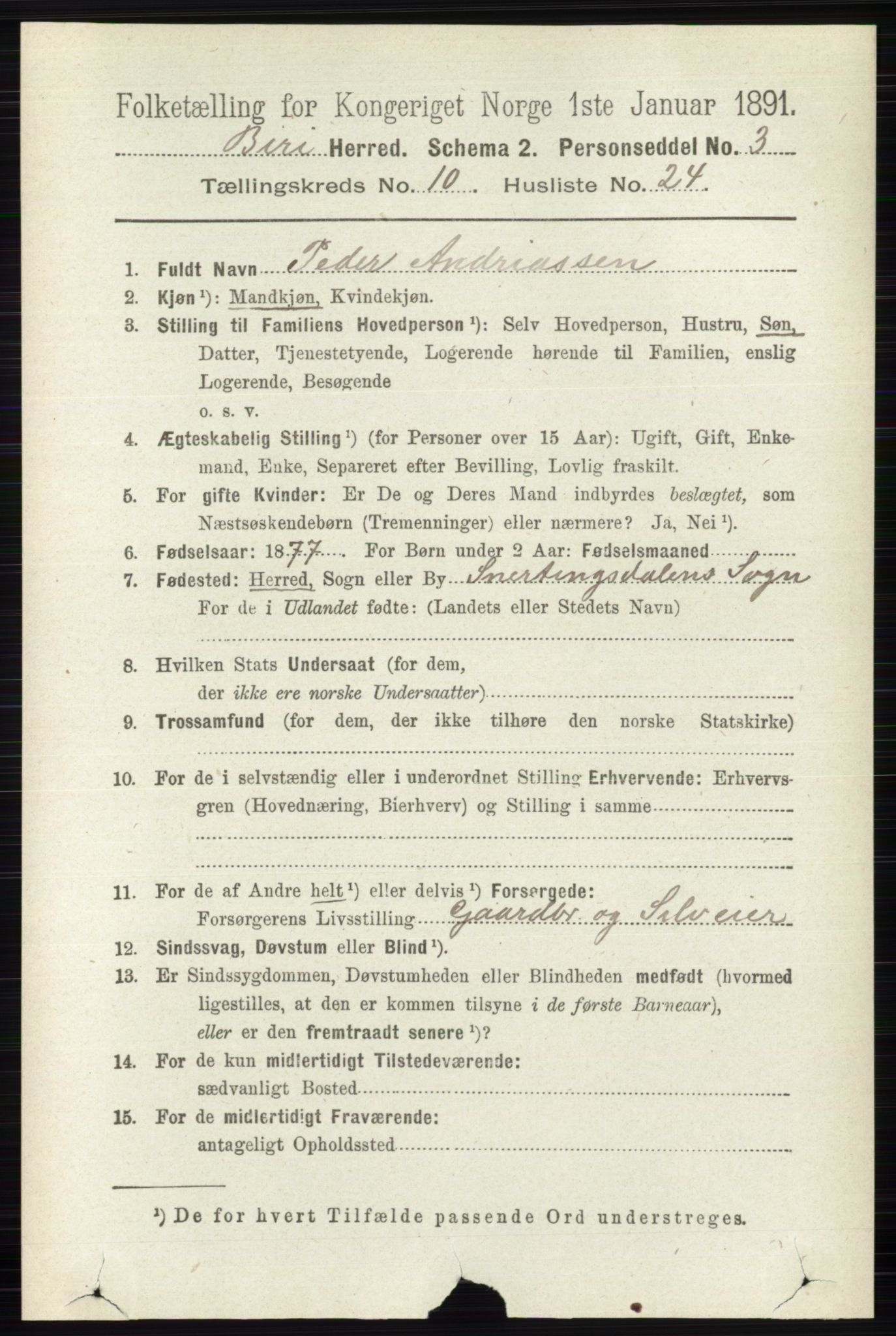 RA, 1891 census for 0525 Biri, 1891, p. 3965