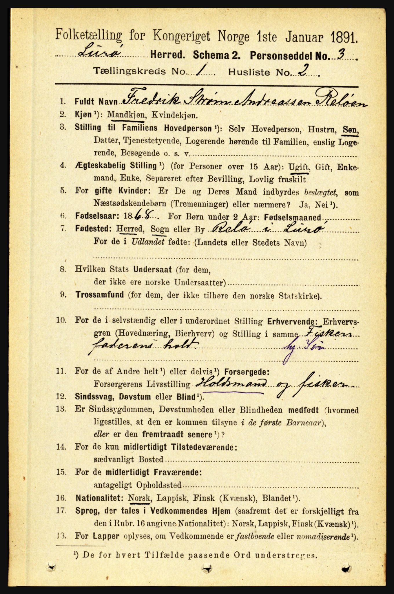 RA, 1891 census for 1834 Lurøy, 1891, p. 111