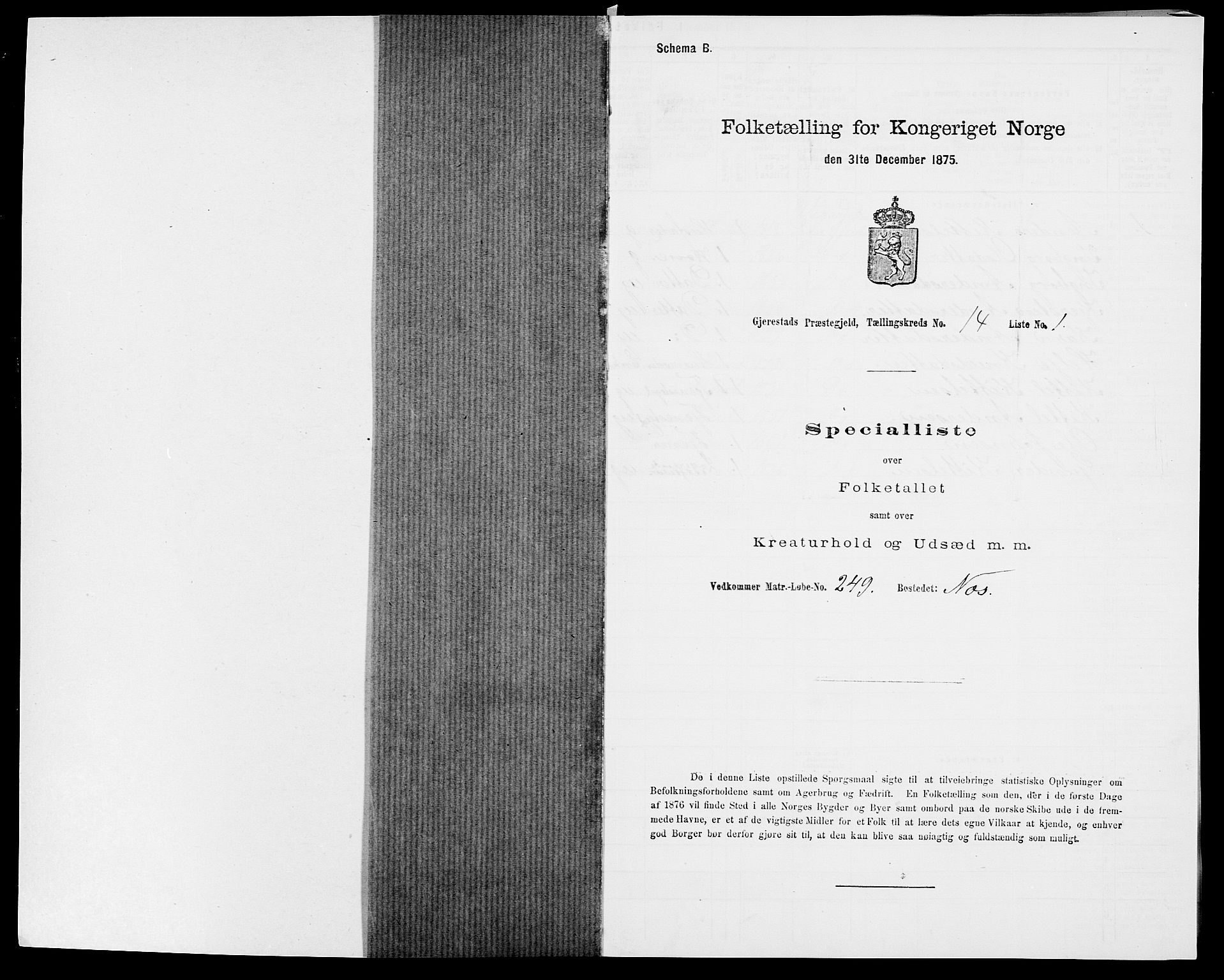 SAK, 1875 census for 0911P Gjerstad, 1875, p. 1365