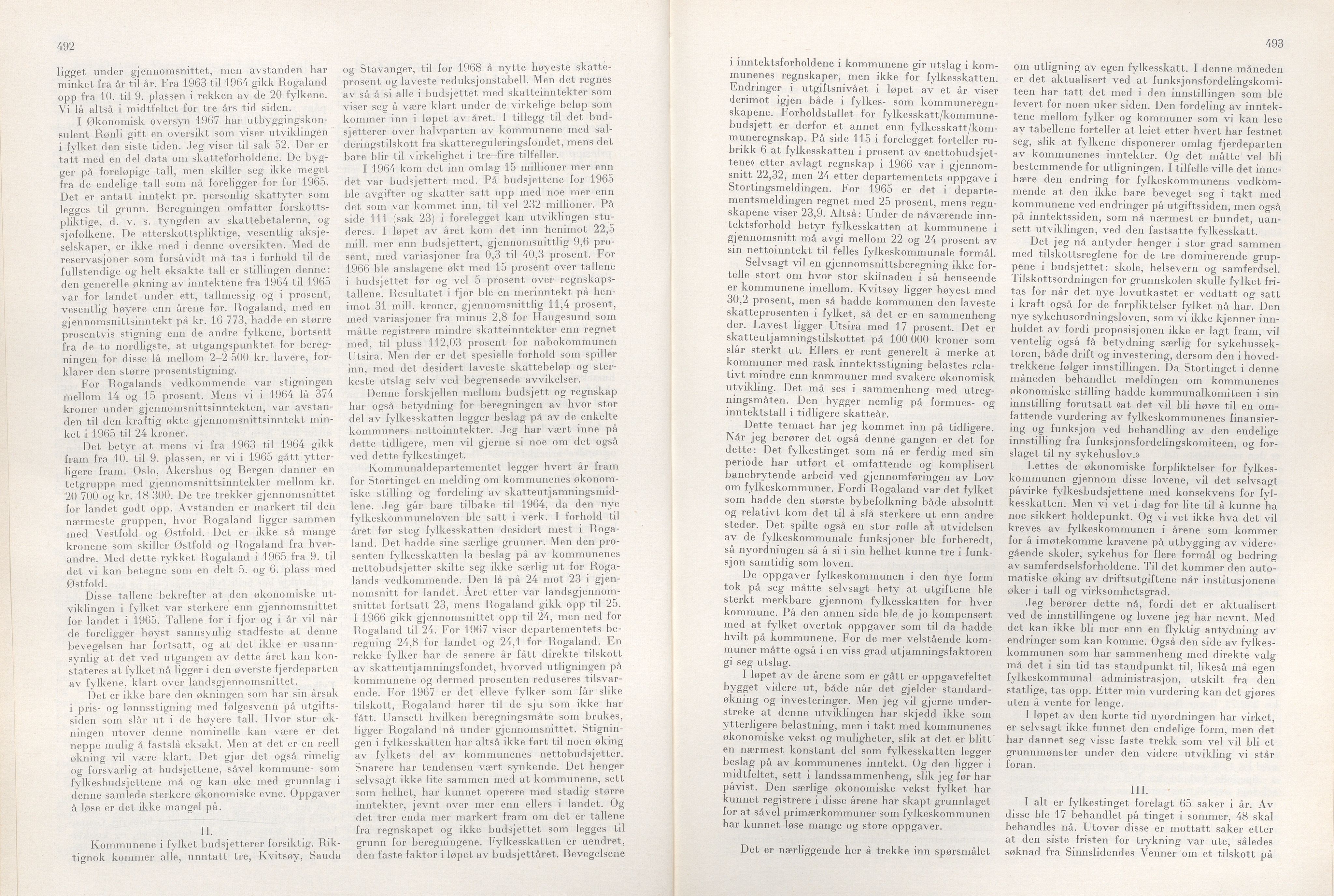 Rogaland fylkeskommune - Fylkesrådmannen , IKAR/A-900/A/Aa/Aaa/L0087: Møtebok , 1967, p. 492-493