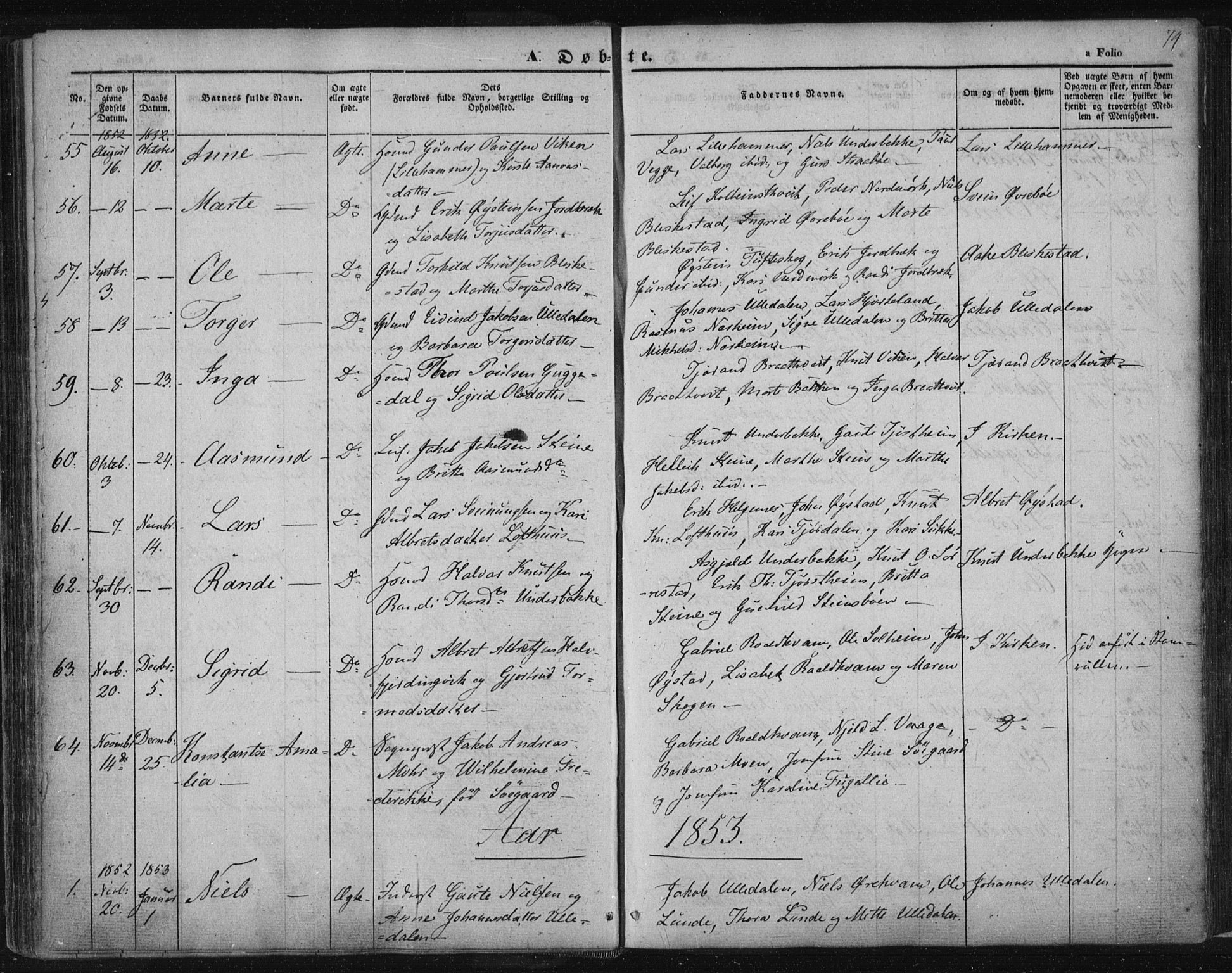 Suldal sokneprestkontor, SAST/A-101845/01/IV/L0008: Parish register (official) no. A 8, 1836-1853, p. 74